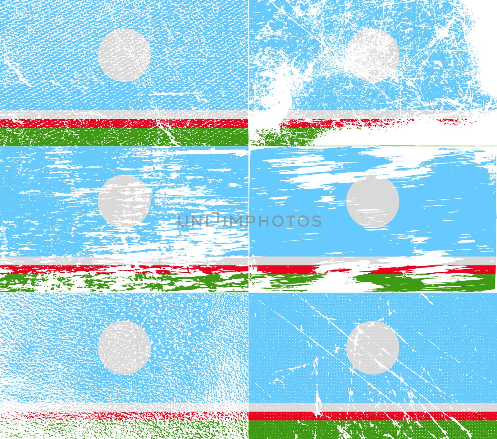 Flag of Saint Vincent and The Grenadines with old texture.  illustration