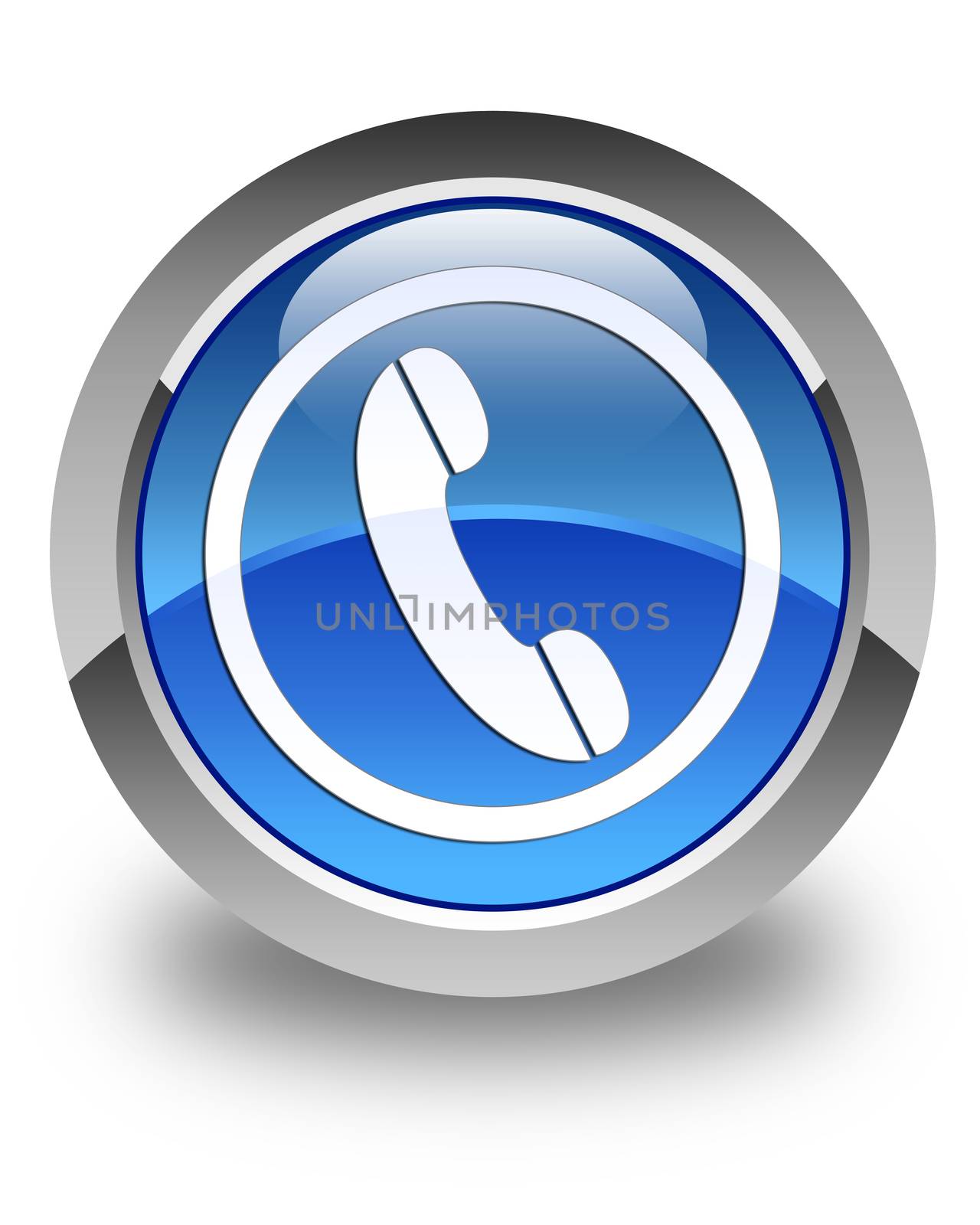Phone icon glossy blue round button