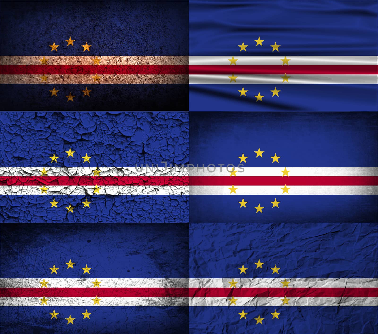 Flag of Cape Verde with old texture.  illustration