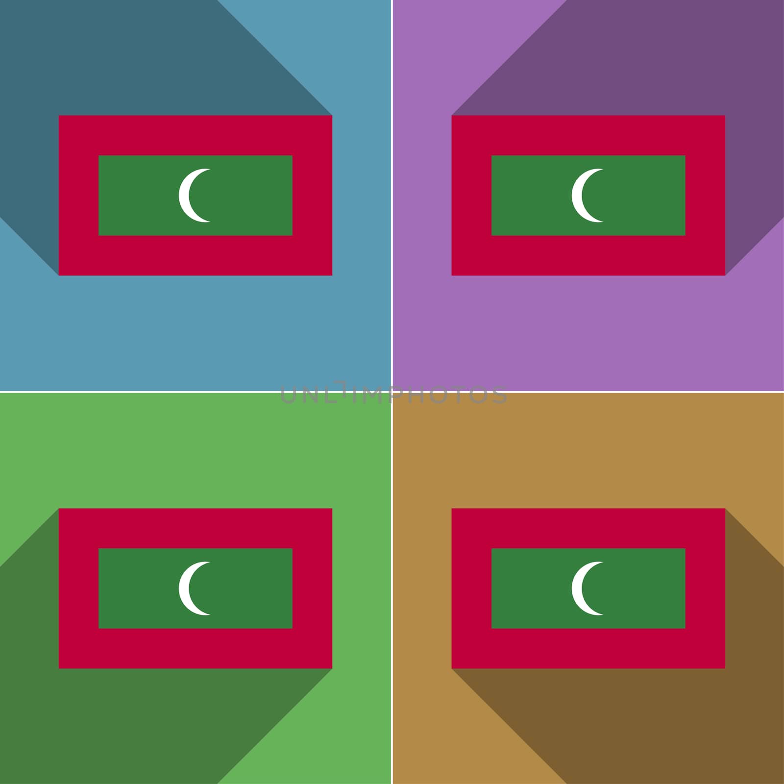 Flags Maldives. Set of colors flat design and long shadows.  by serhii_lohvyniuk