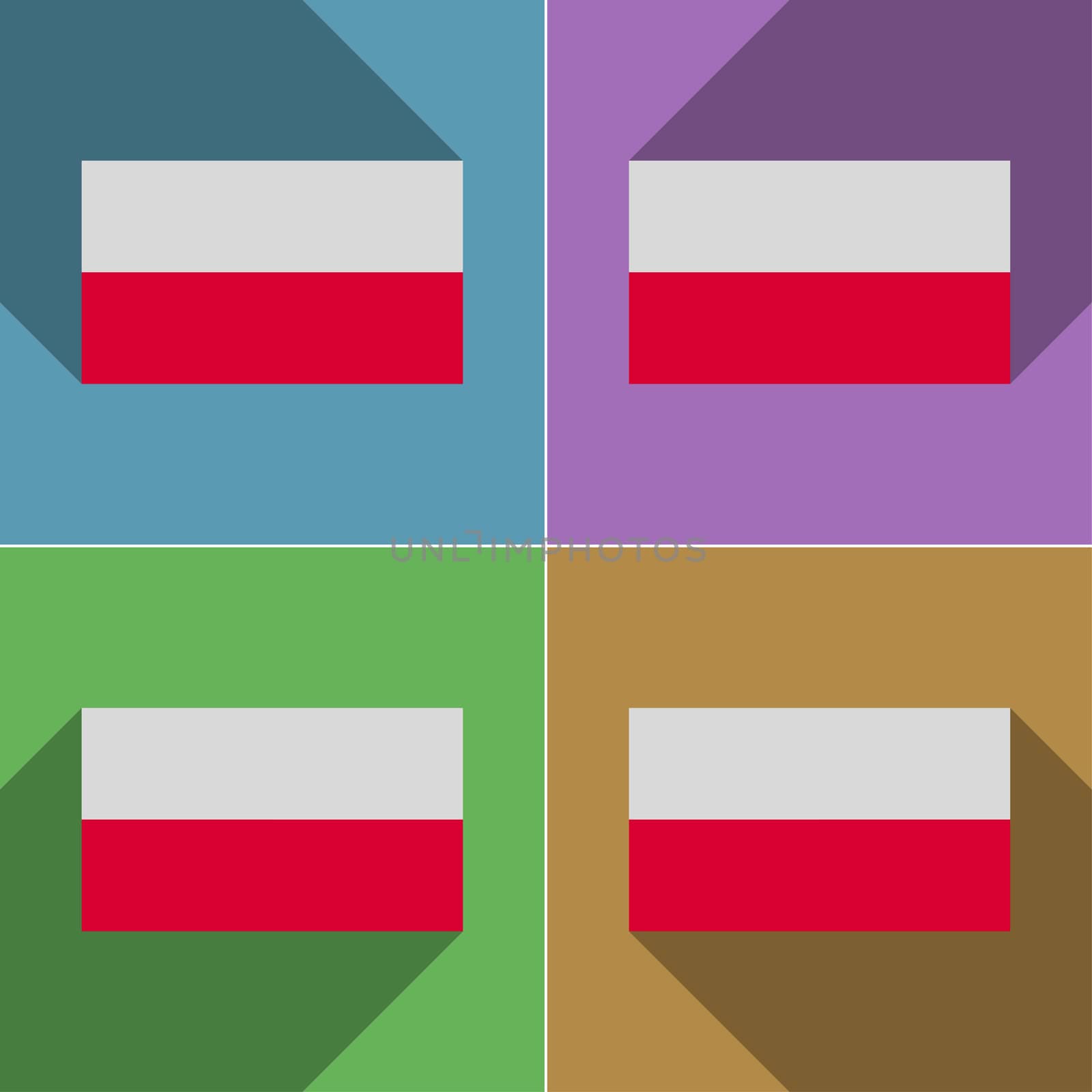 Flags Polan. Set of colors flat design and long shadows.  by serhii_lohvyniuk