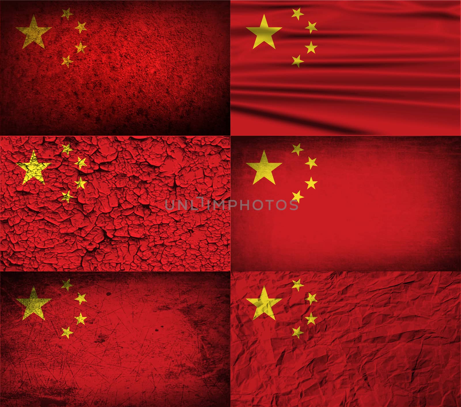 Flag of China with old texture.  illustration