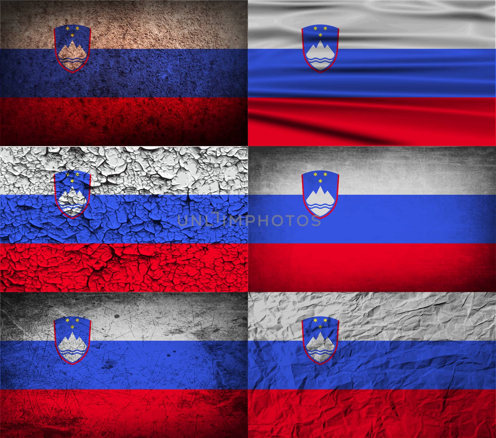 Flag of Slovenia with old texture.  illustration