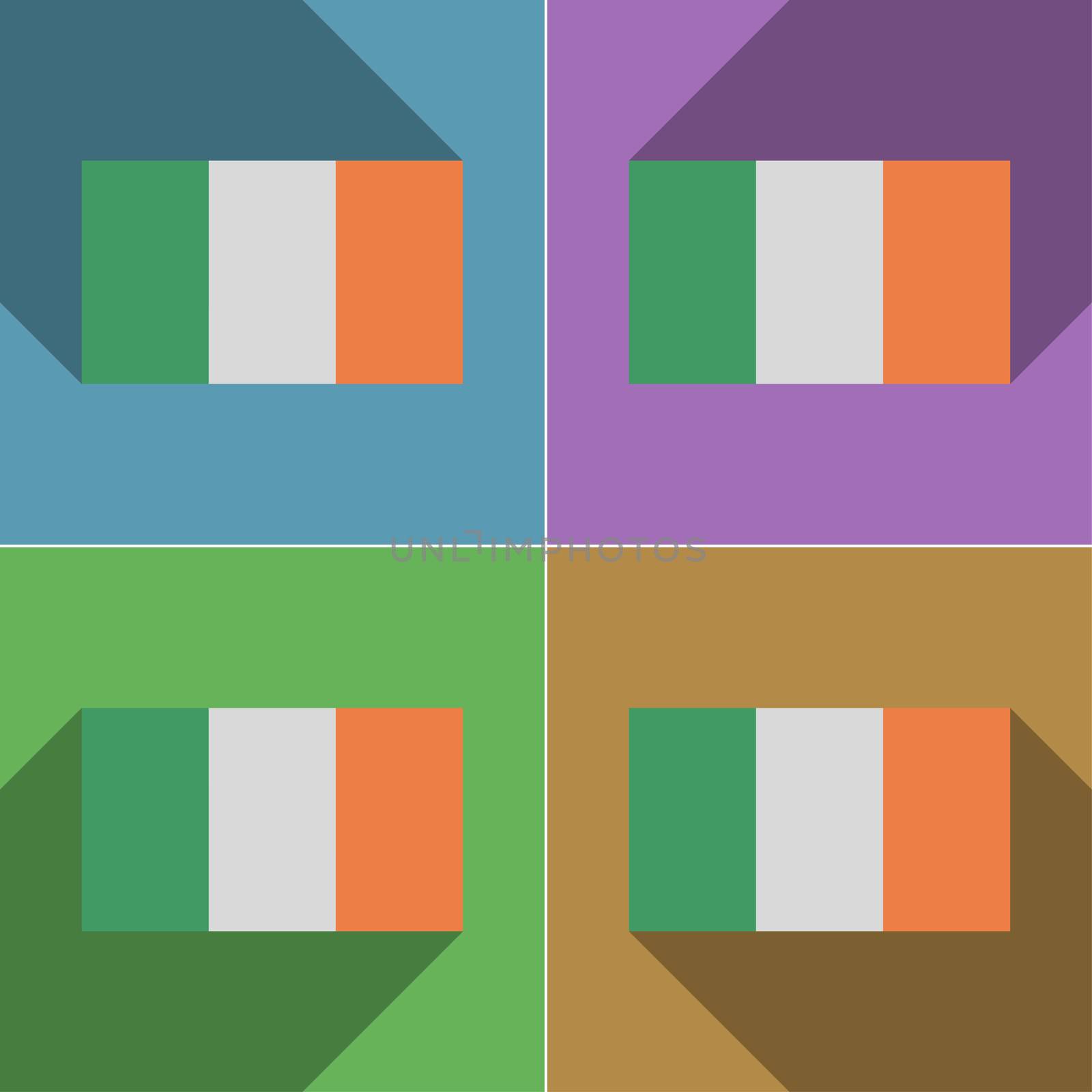 Flags Ireland. Set of colors flat design and long shadows.  by serhii_lohvyniuk