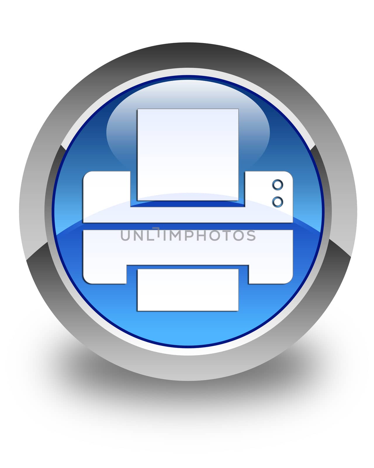 Printer icon glossy blue round button