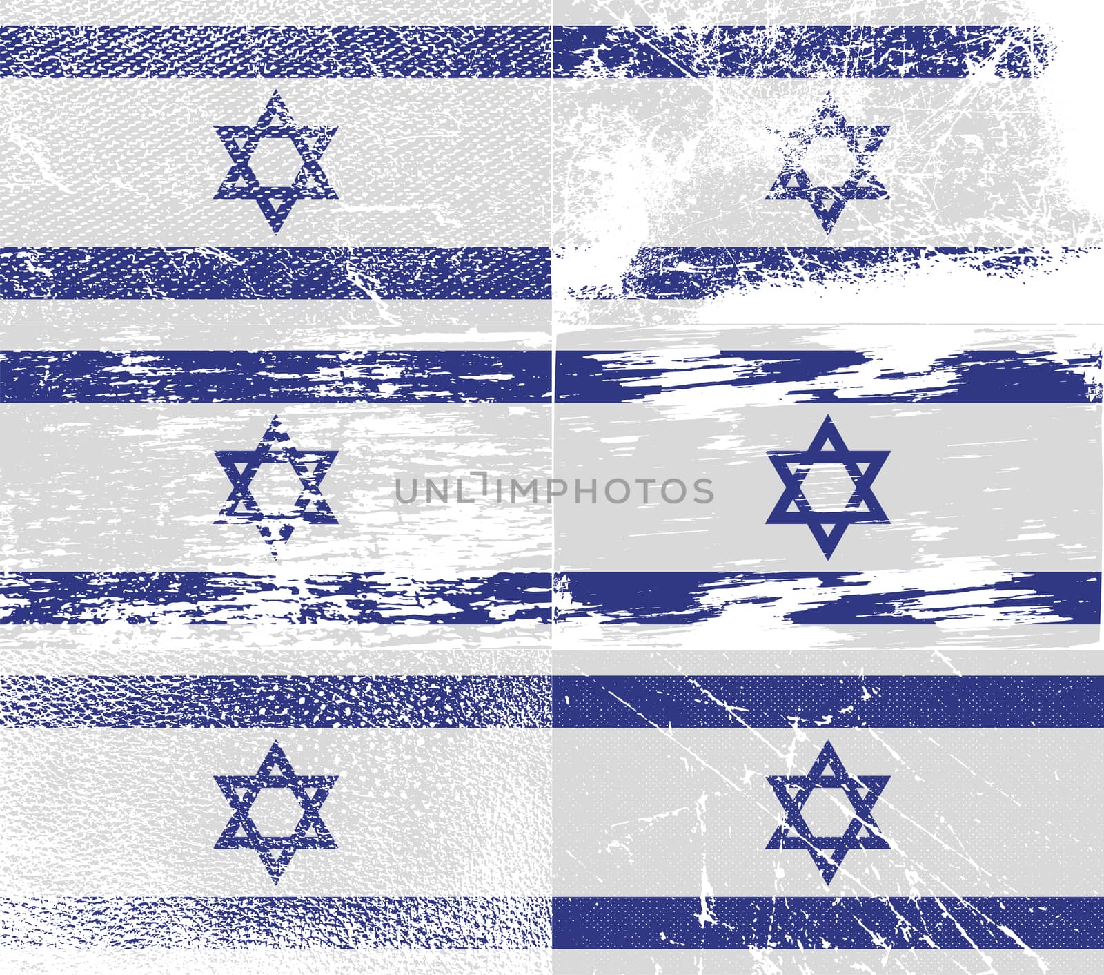 Flag of Israe with old texture.  illustration