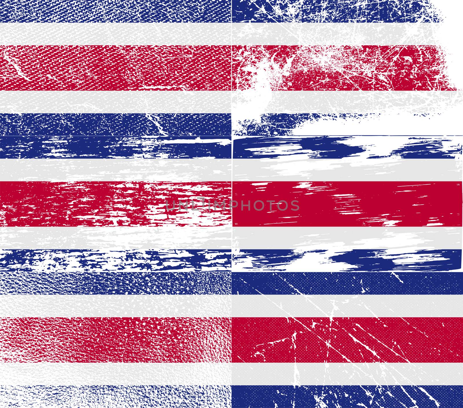 Flag of Costa Rica with old texture.  illustration