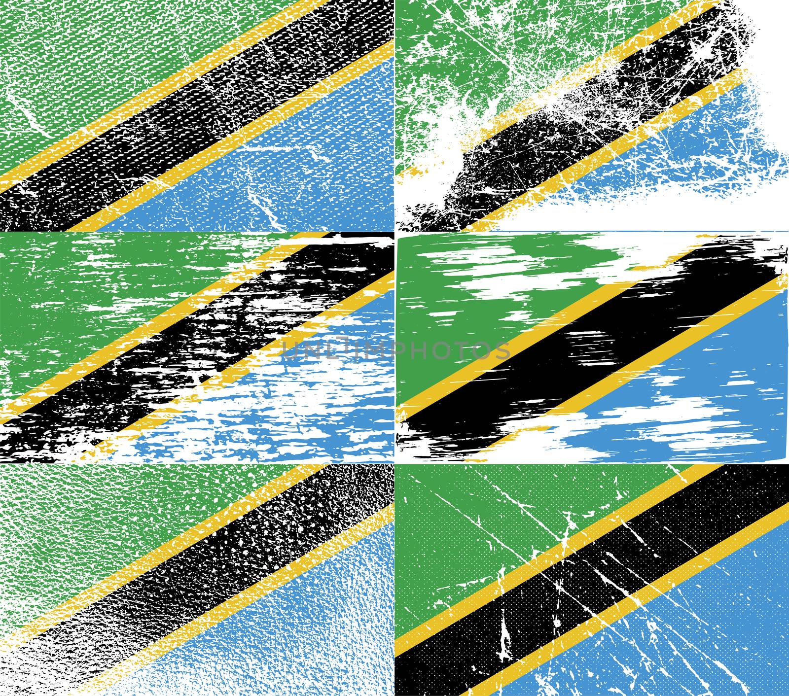 Flag of Tanzania with old texture.  illustration