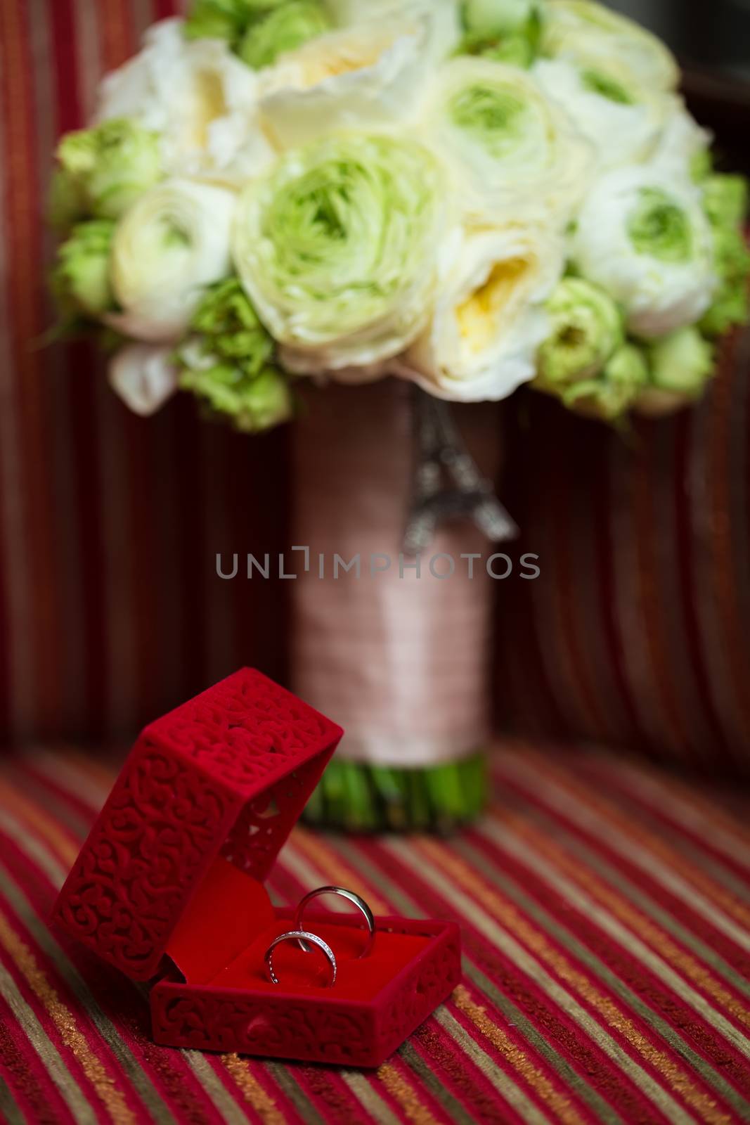 Luxury Diamond Wedding Ring in Red Velvet Silk Box  by sarymsakov