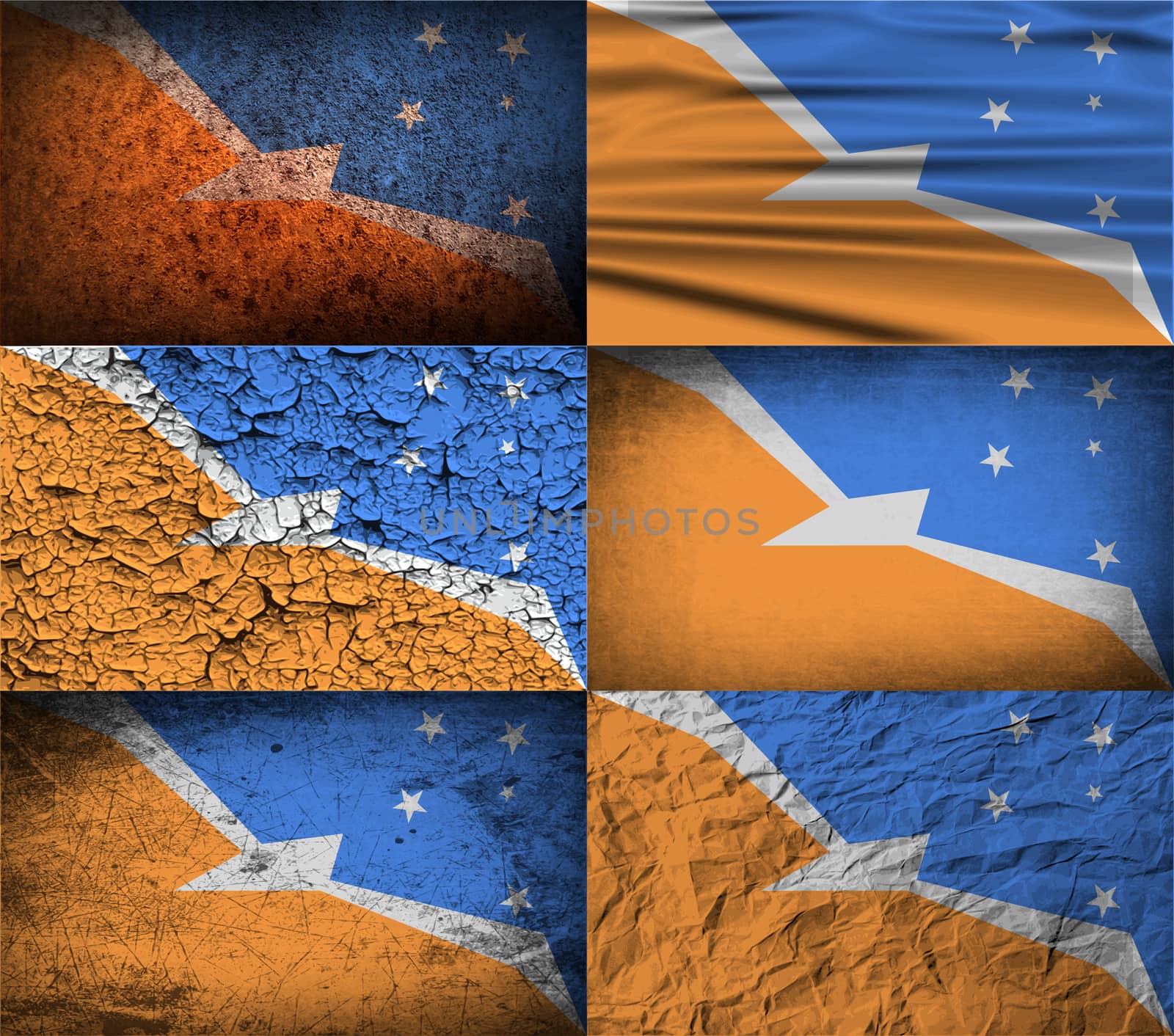 Flag of Tierra del Fuego Province with old texture.  illustration