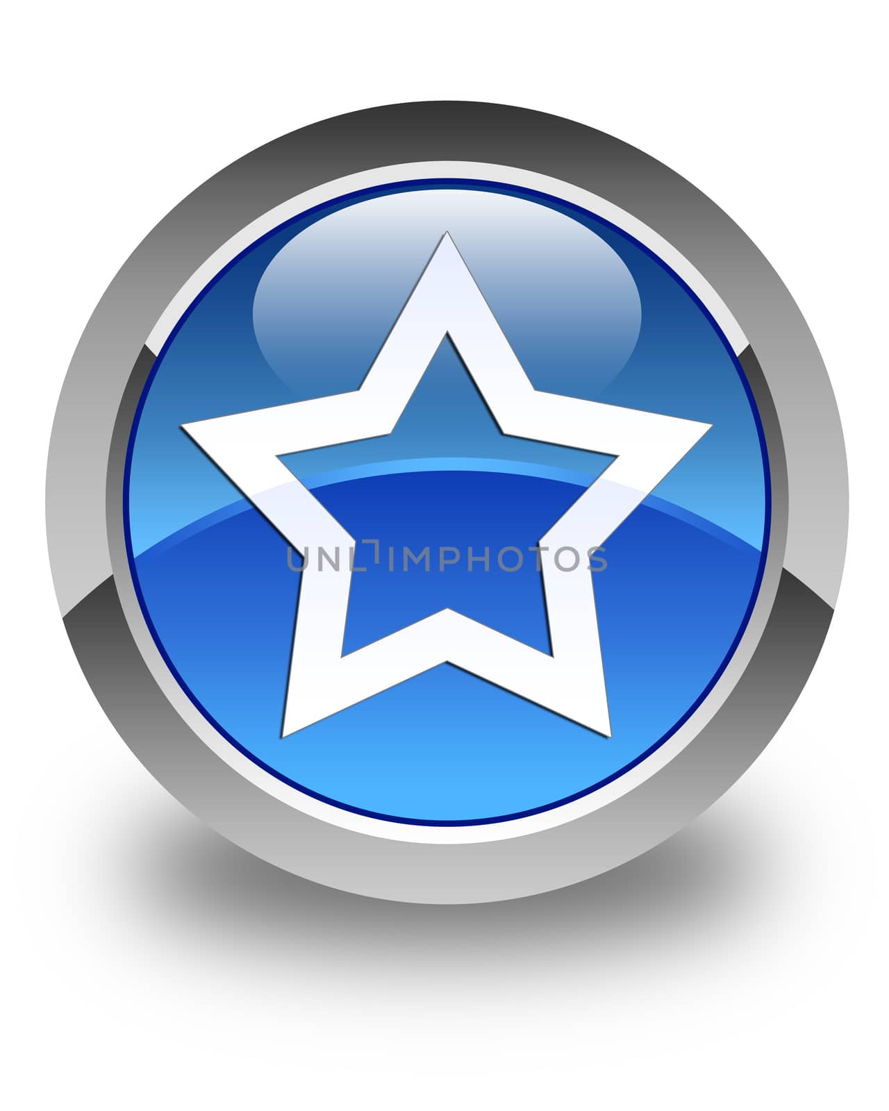 Star icon glossy blue round button