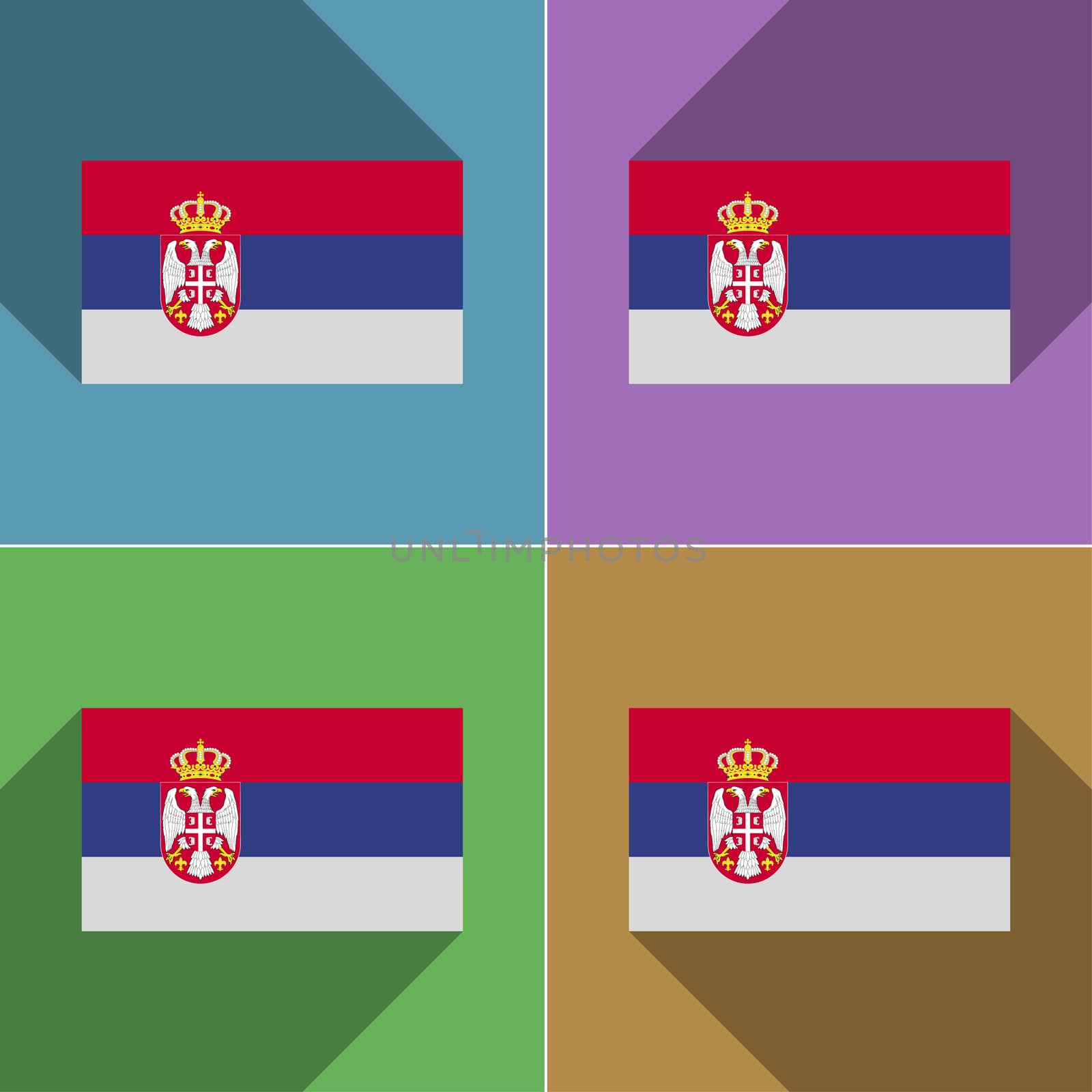 Flags Serbia. Set of colors flat design and long shadows.  by serhii_lohvyniuk