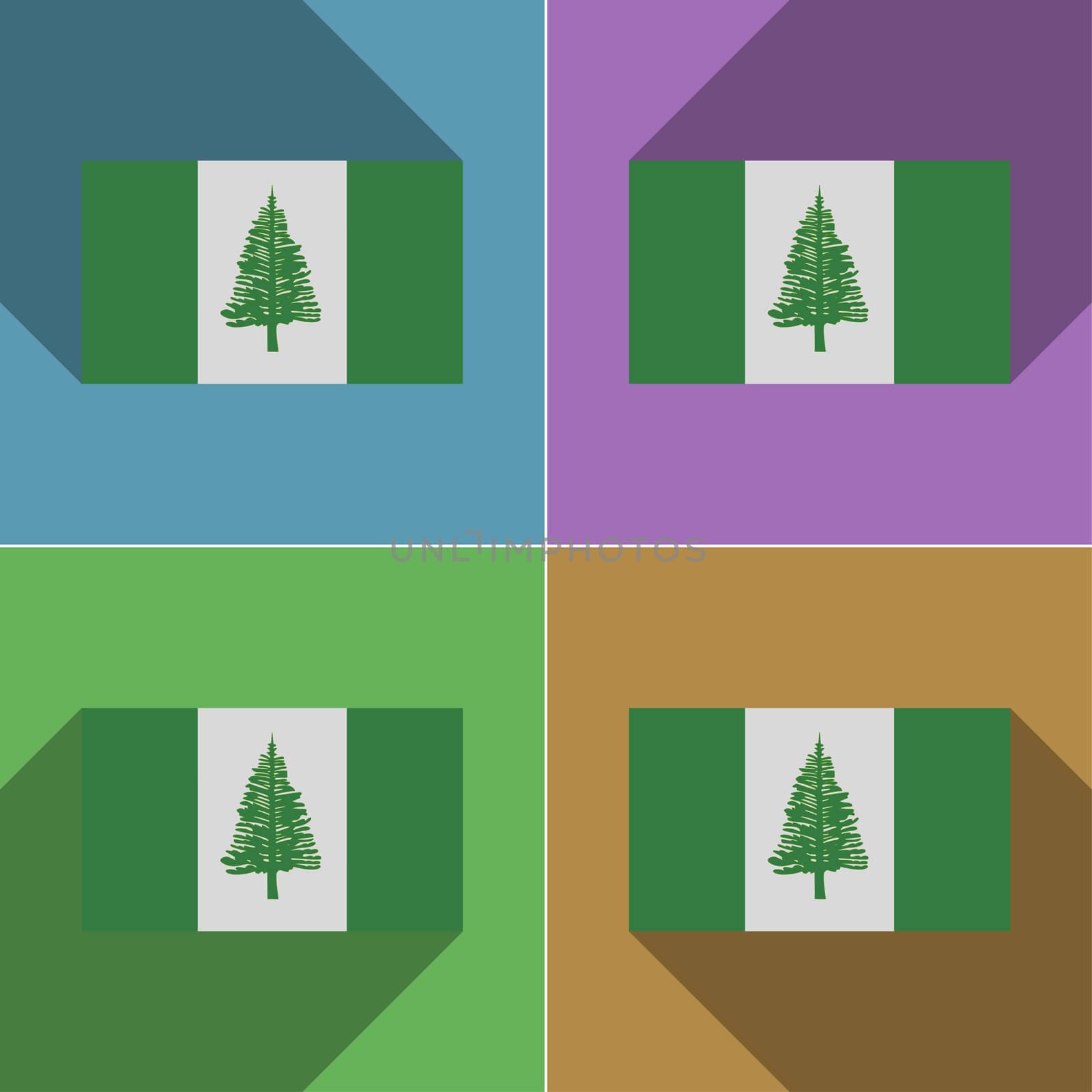 Flags Norfolk Island. Set of colors flat design and long shadows.  by serhii_lohvyniuk