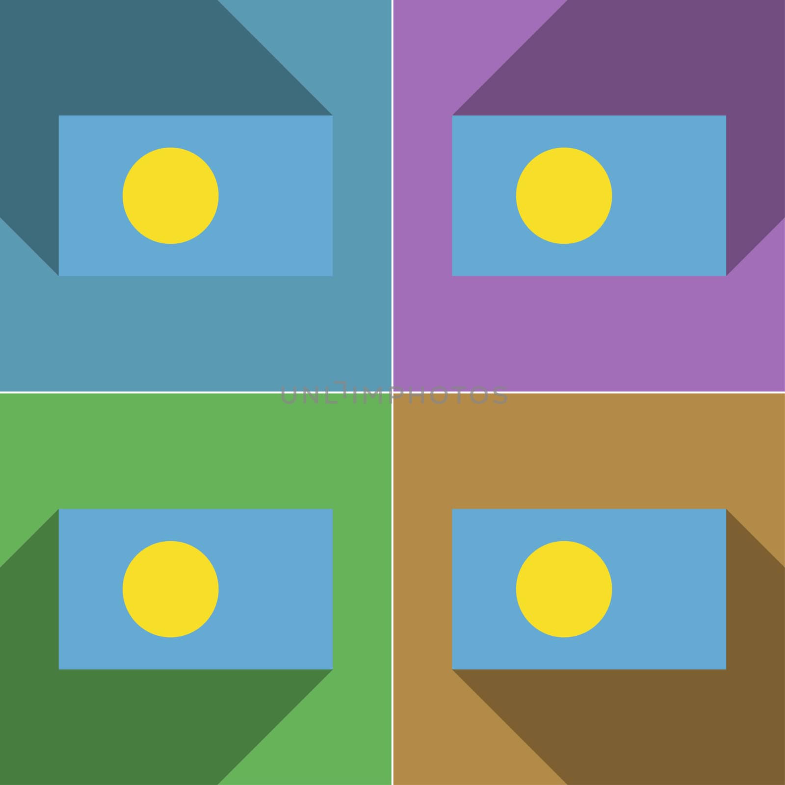 Flags Palau. Set of colors flat design and long shadows.  by serhii_lohvyniuk