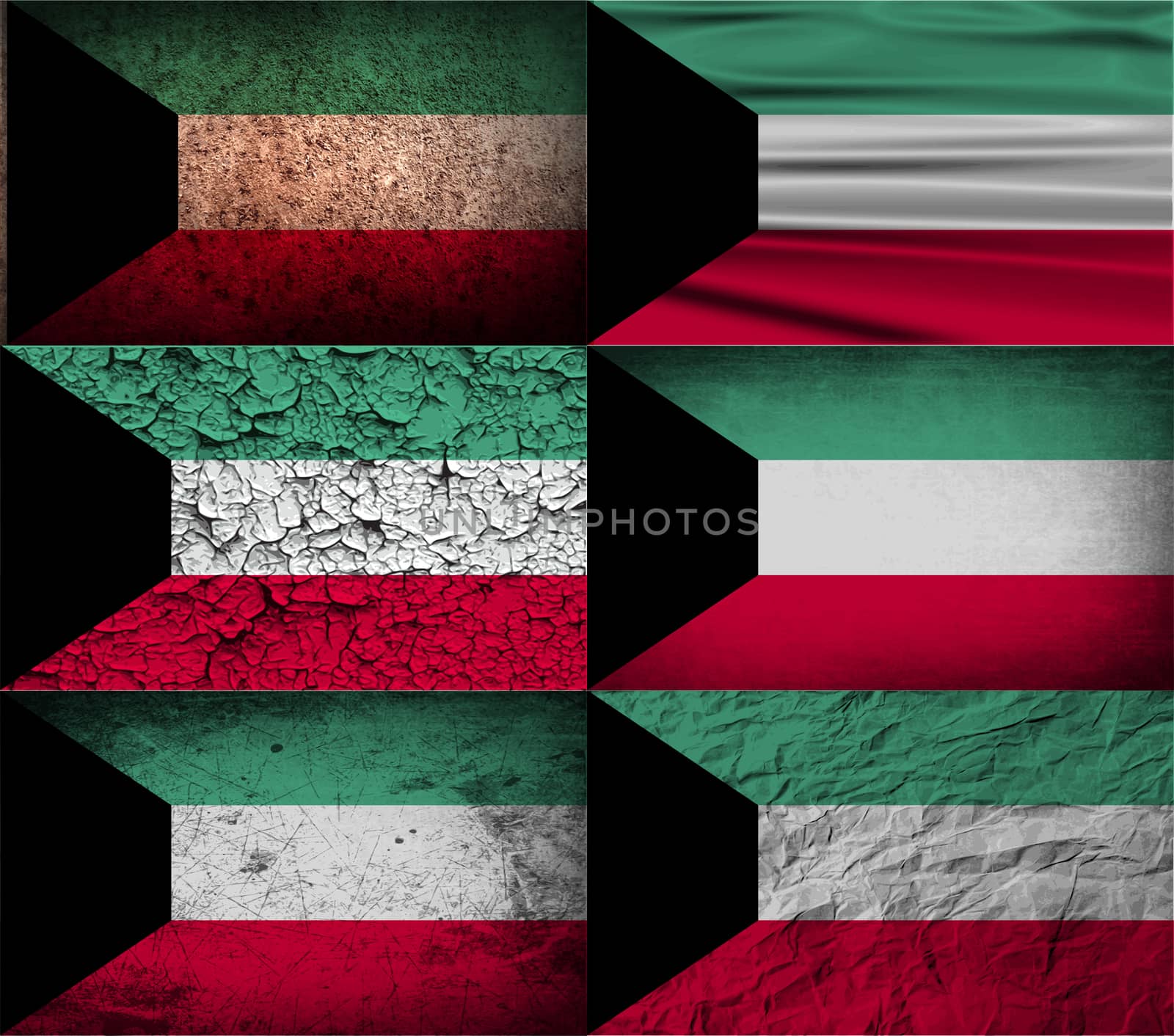 Flag of Kuwait with old texture.  illustration