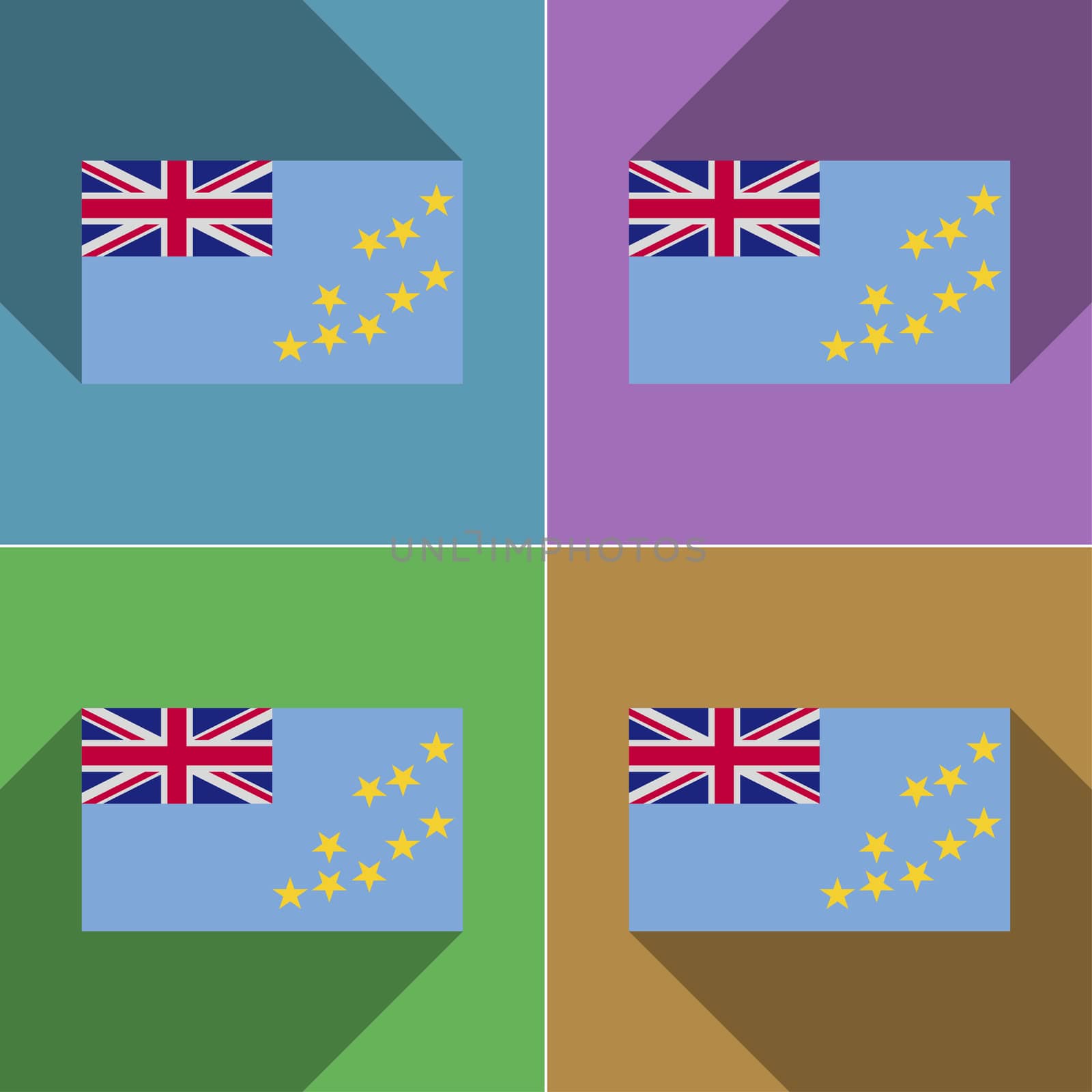Flags Tuvalu. Set of colors flat design and long shadows.  by serhii_lohvyniuk