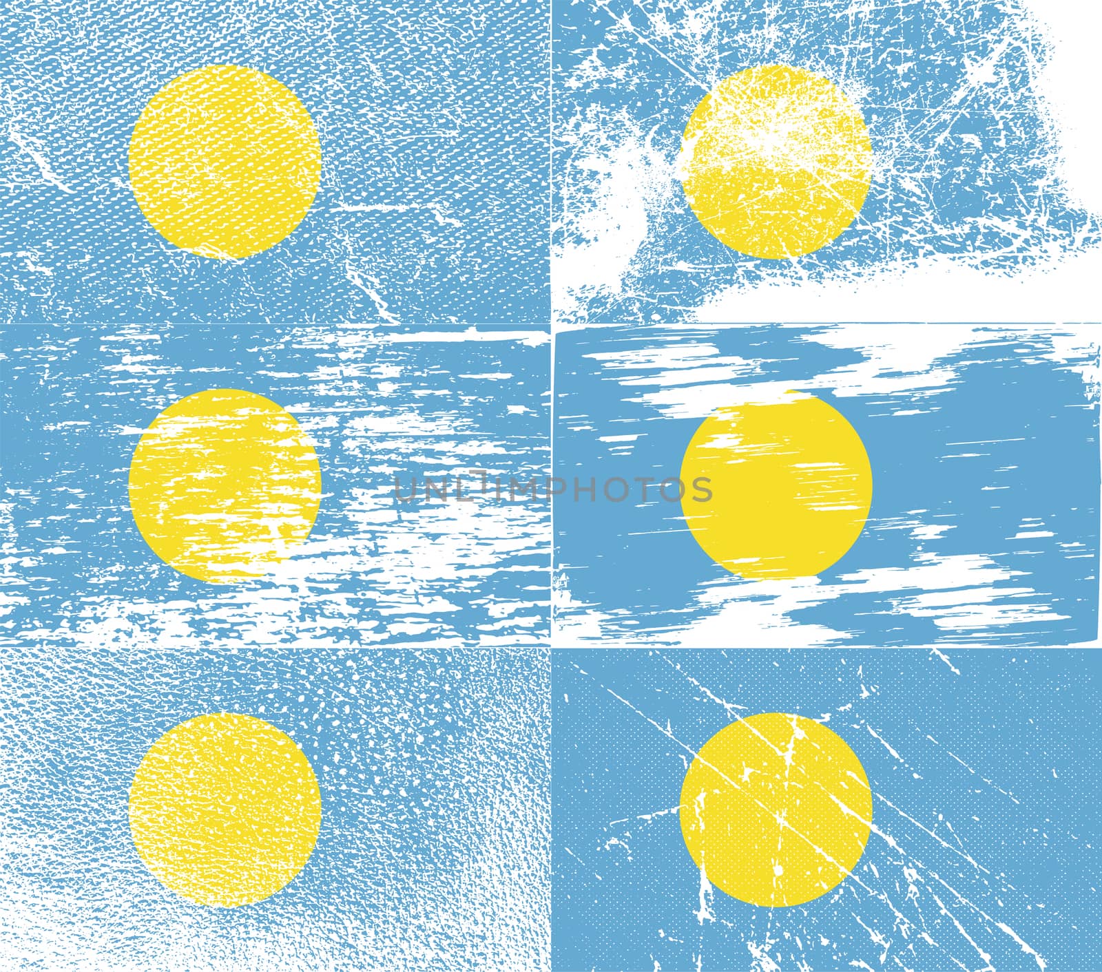 Flag of Palau with old texture.  illustration