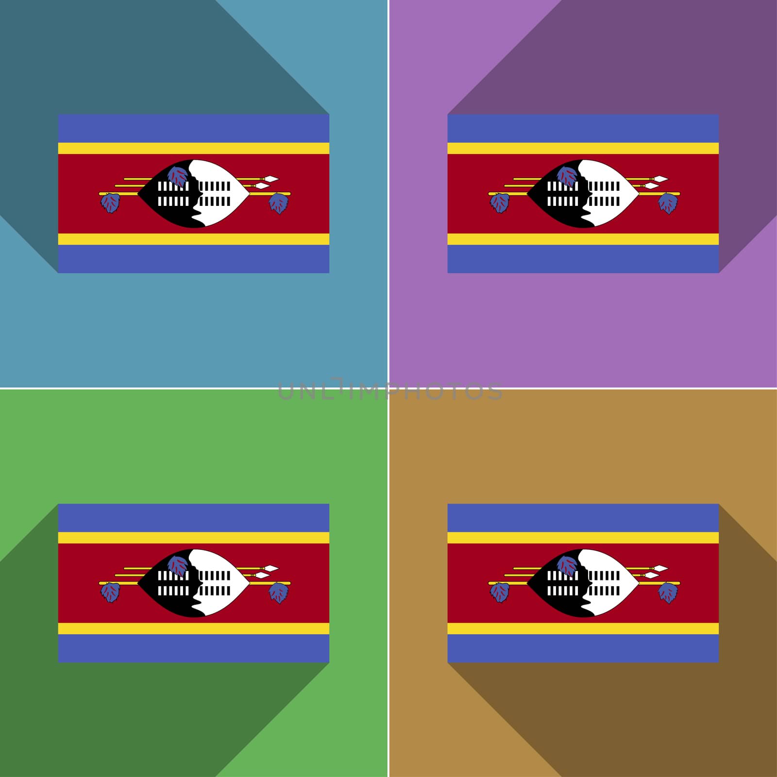 Flags Swaziland. Set of colors flat design and long shadows.  by serhii_lohvyniuk