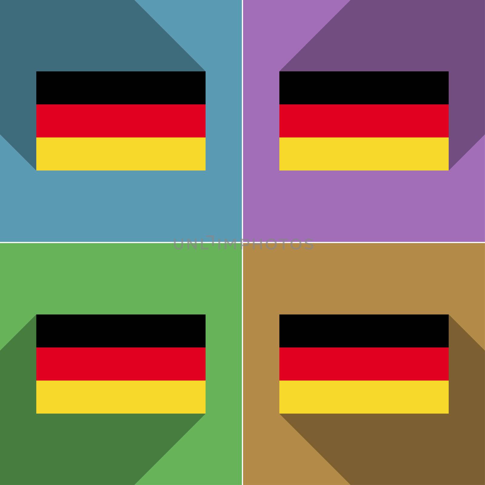 Flags of Germany. Set of colors flat design and long shadows.  illustration