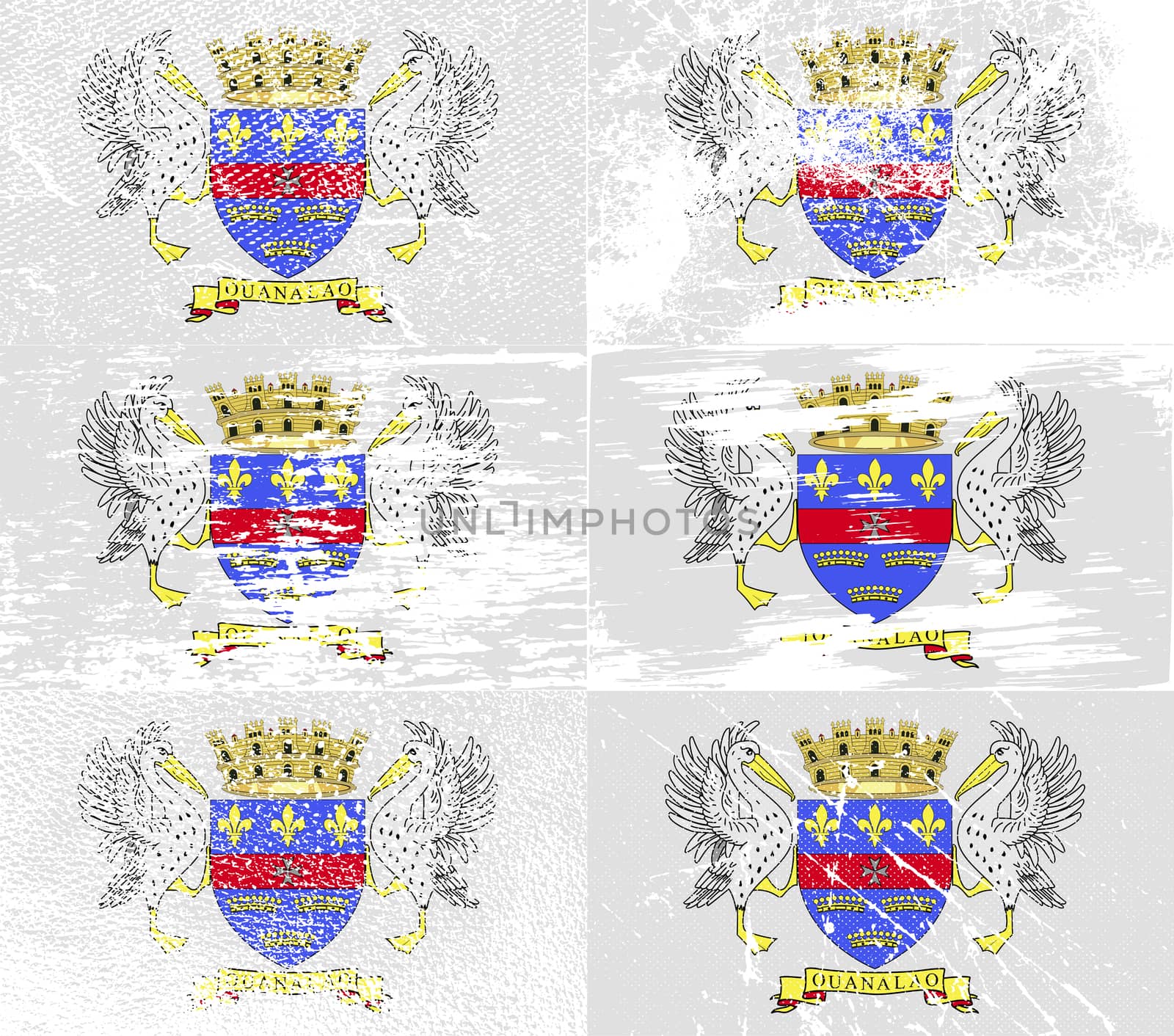 Flag of Saint Barthelemy with old texture.  illustration