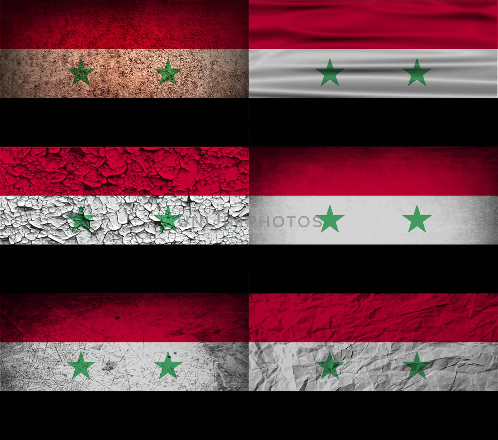 Flag of Syria with old texture.  illustration