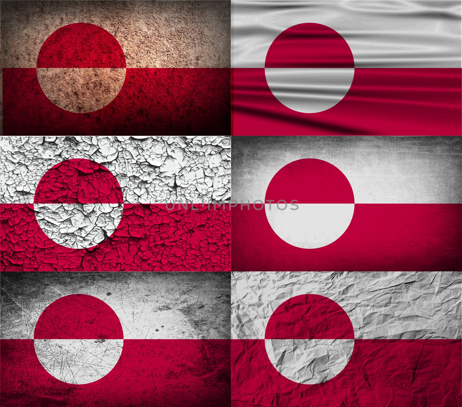 Flag of Greenland with old texture.  illustration