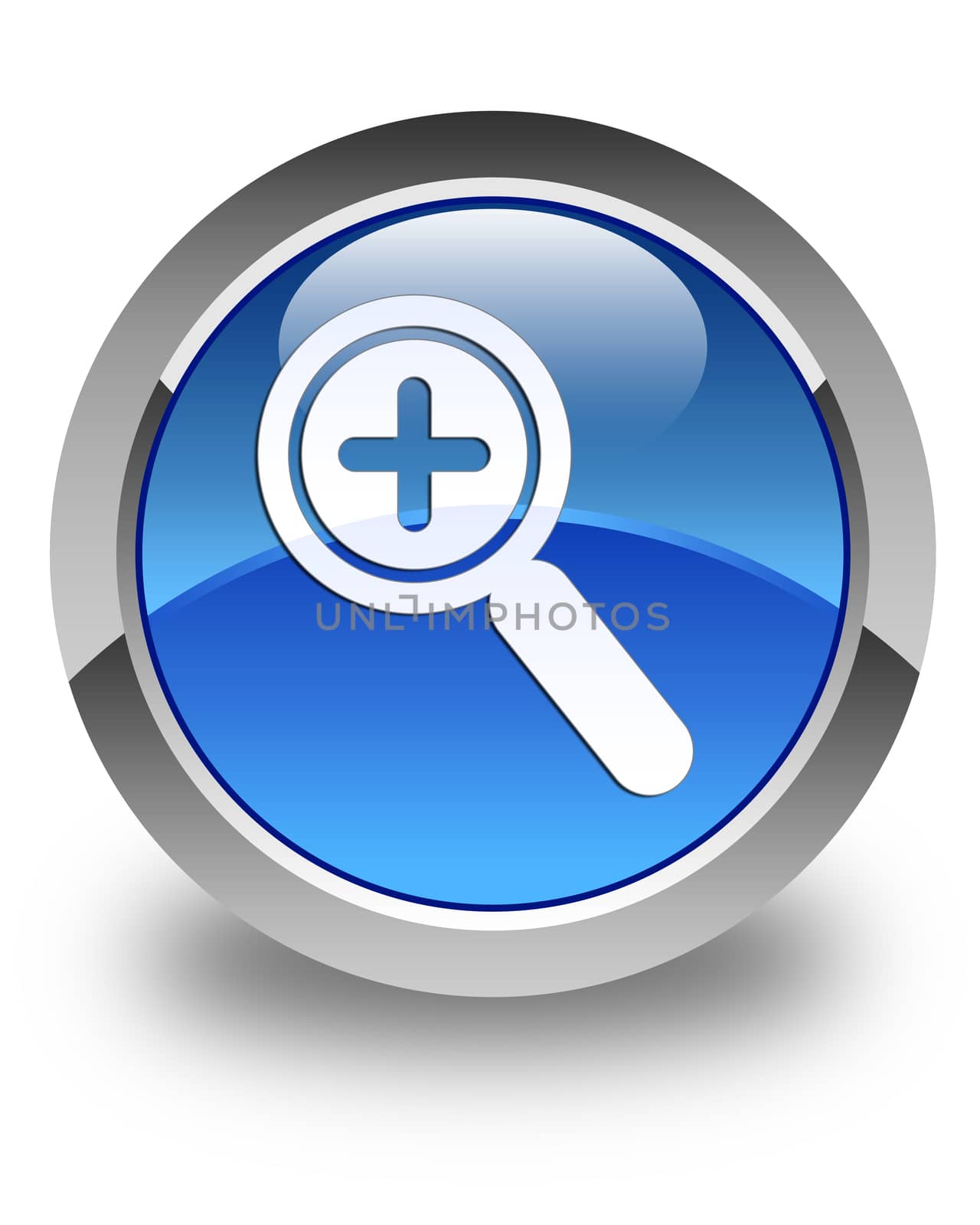 Zoom in icon glossy blue round button