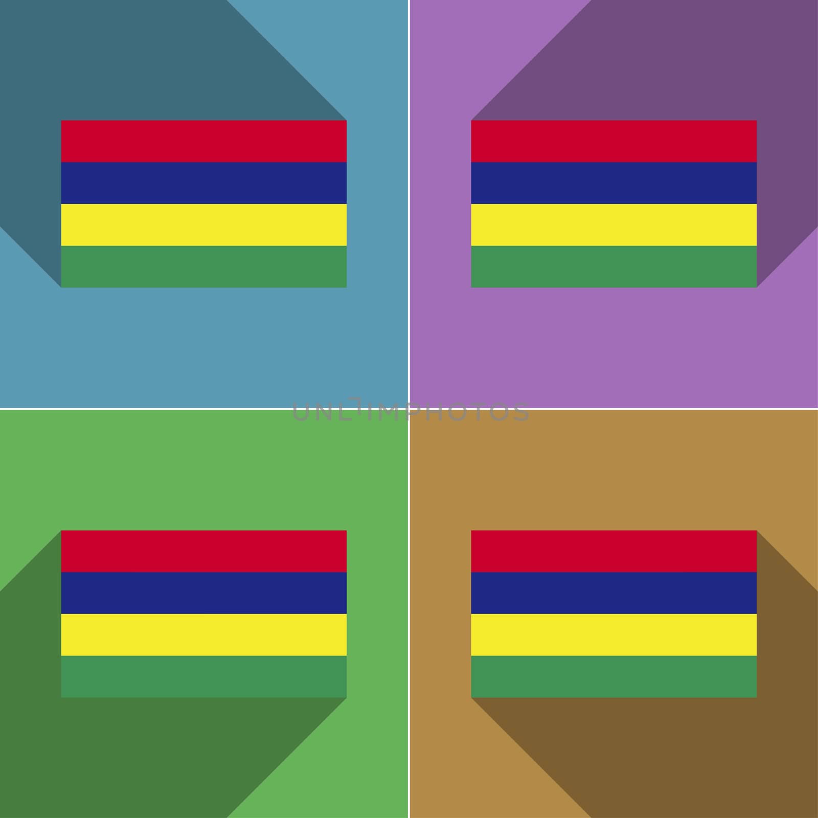 Flags Mauritius. Set of colors flat design and long shadows.  by serhii_lohvyniuk