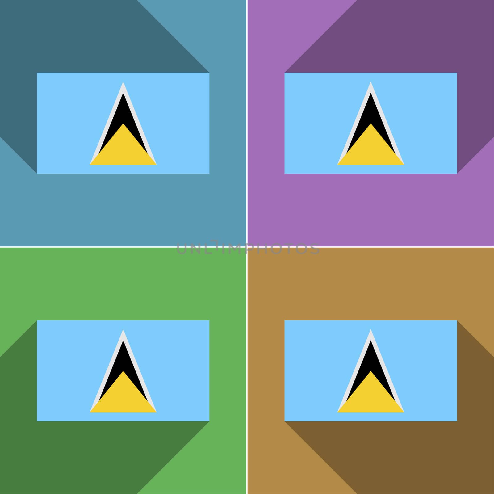 Flags Saint Lucia. Set of colors flat design and long shadows.  by serhii_lohvyniuk