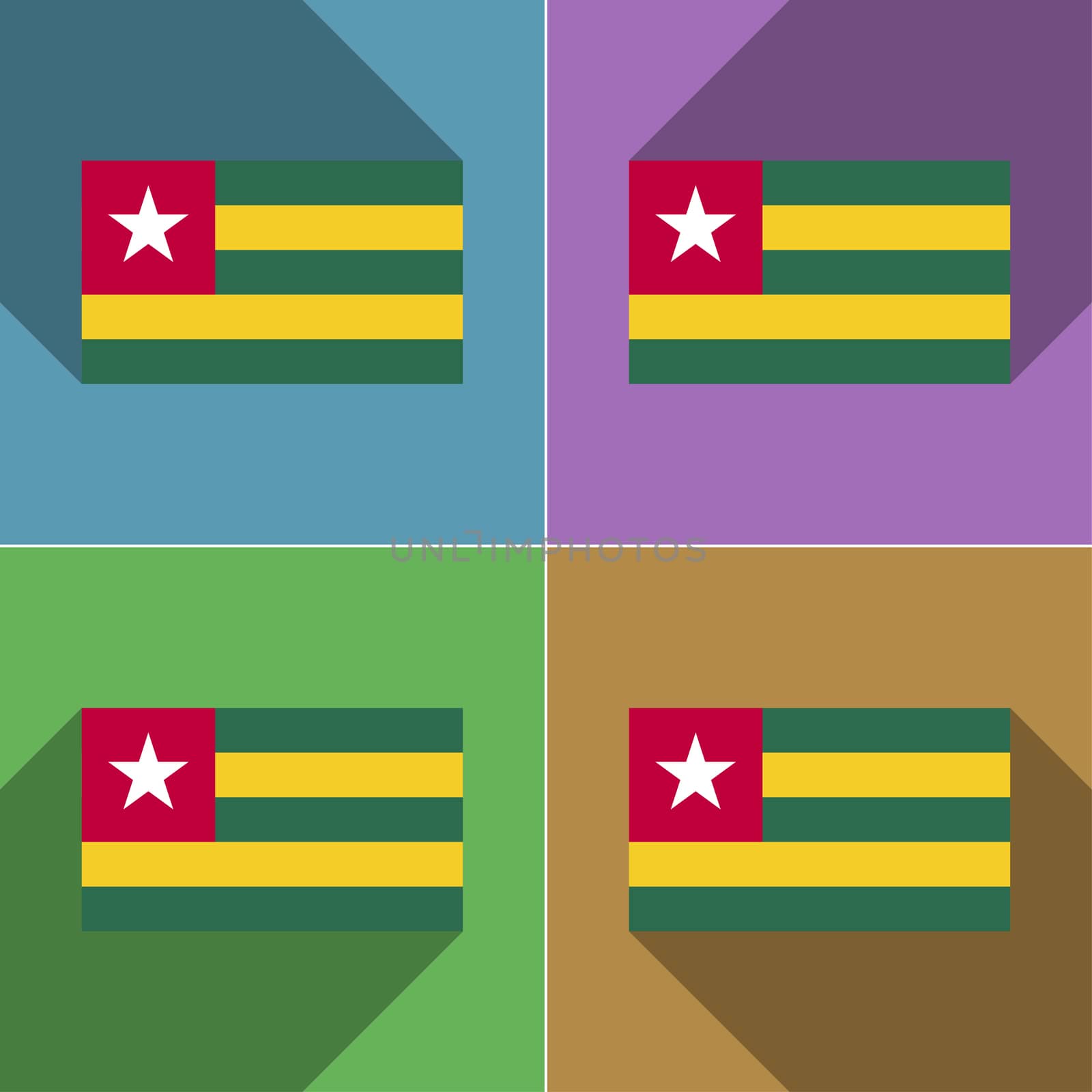 Flags Togo. Set of colors flat design and long shadows.  by serhii_lohvyniuk