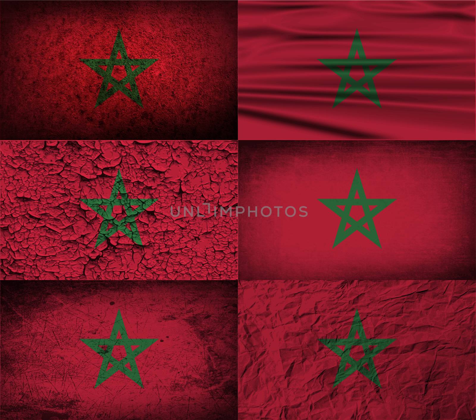 Flag of Morocco with old texture.  illustration