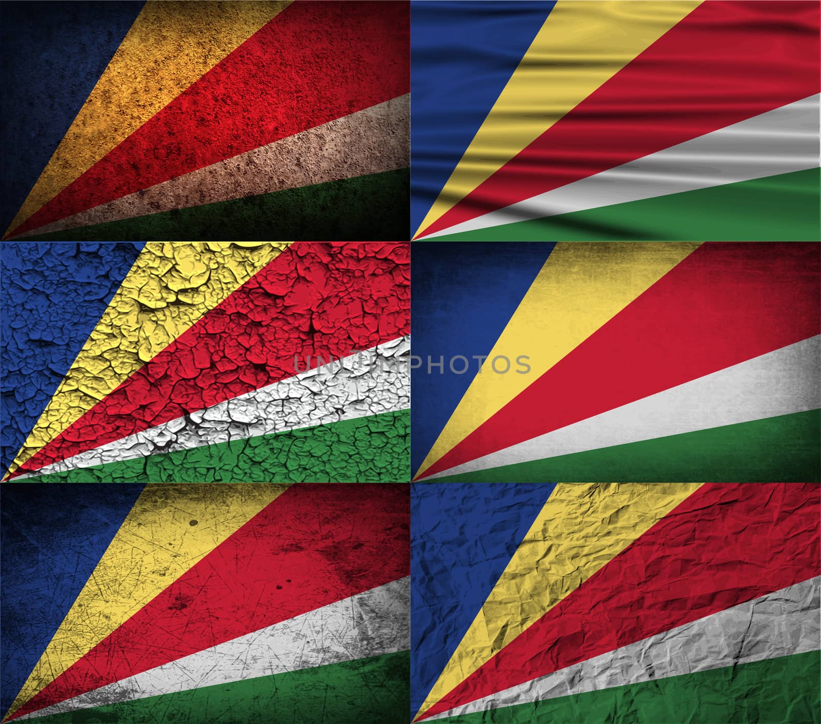 Flag of Seychelles with old texture.  illustration