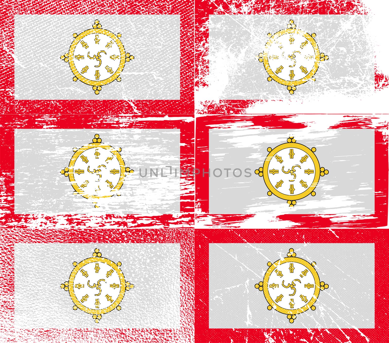 Flag of SIKKIM with old texture.  illustration