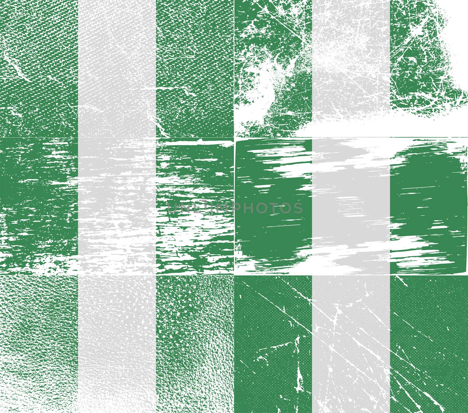 Flag of Nigeria with old texture.  illustration