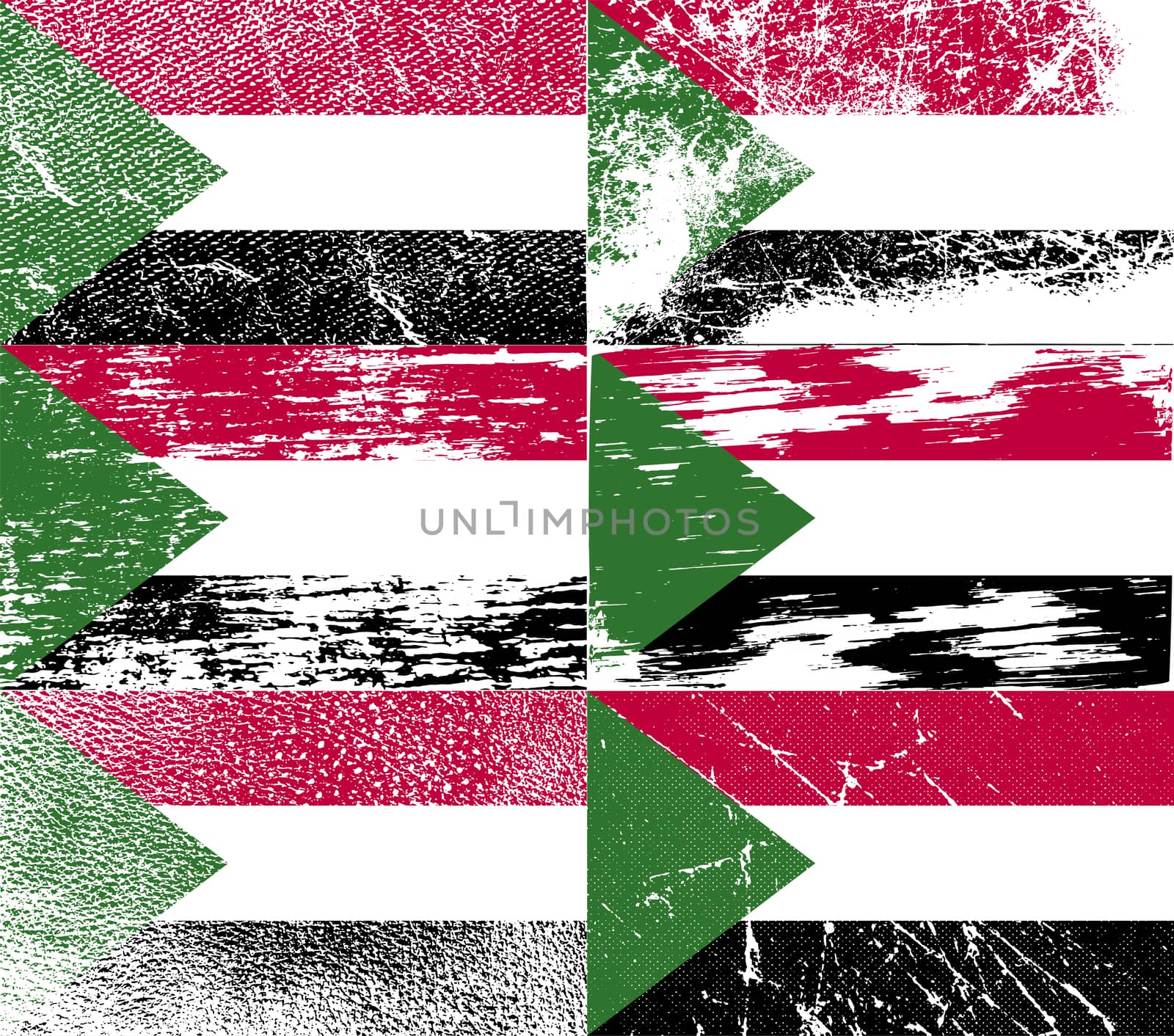 Flag of Sudan with old texture.  illustration