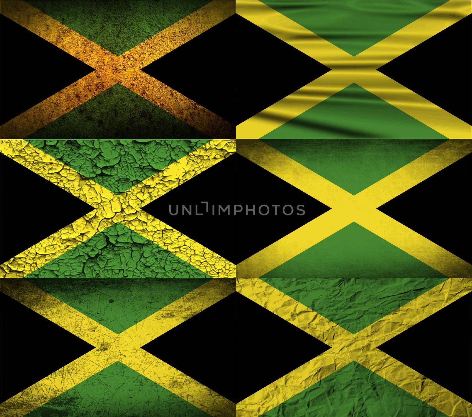 Flag of Jamaica with old texture.  illustration
