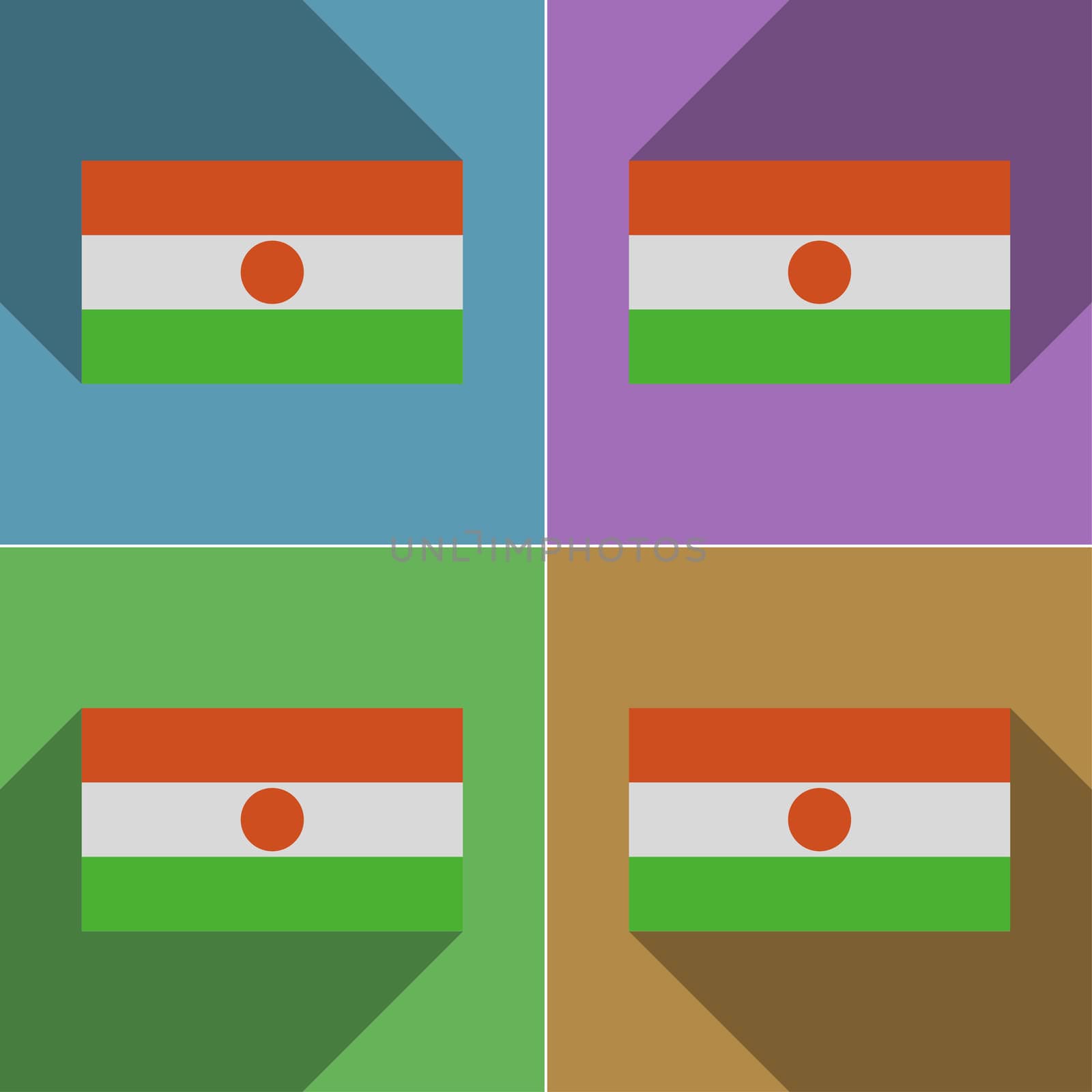 Flags Niger. Set of colors flat design and long shadows.  by serhii_lohvyniuk