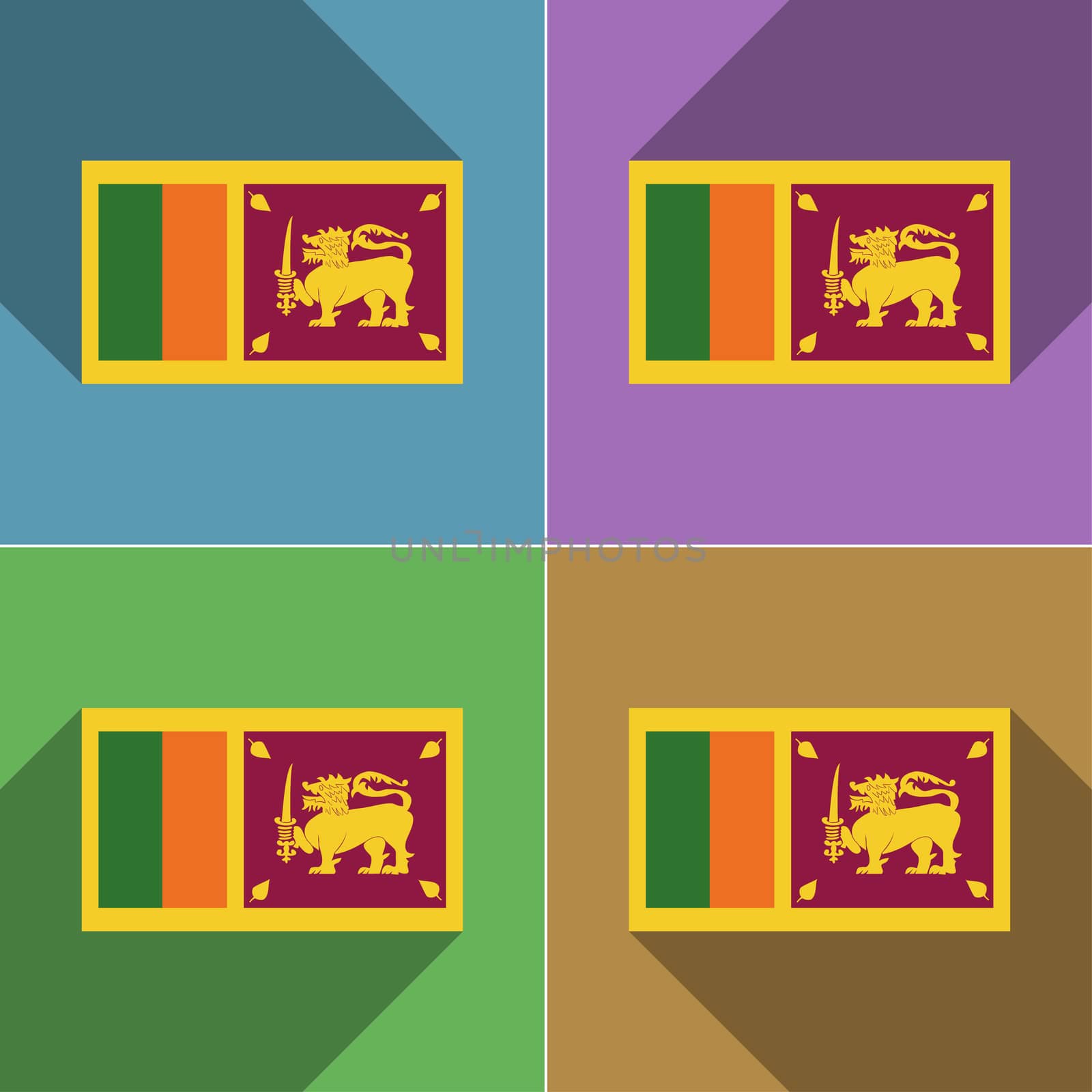 Flags Sri Lanka. Set of colors flat design and long shadows.  by serhii_lohvyniuk