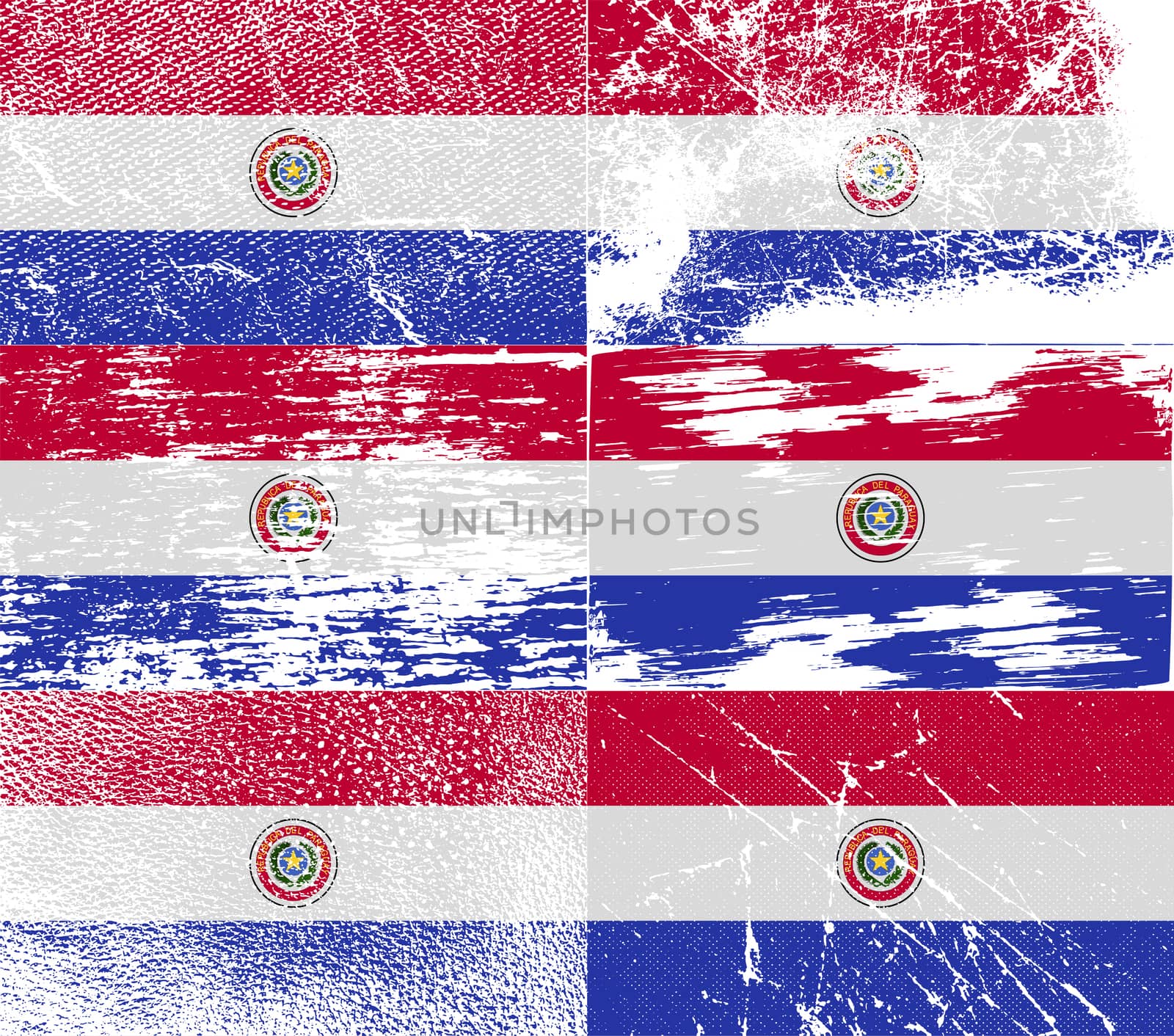 Flag of Paraguay with old texture.  illustration