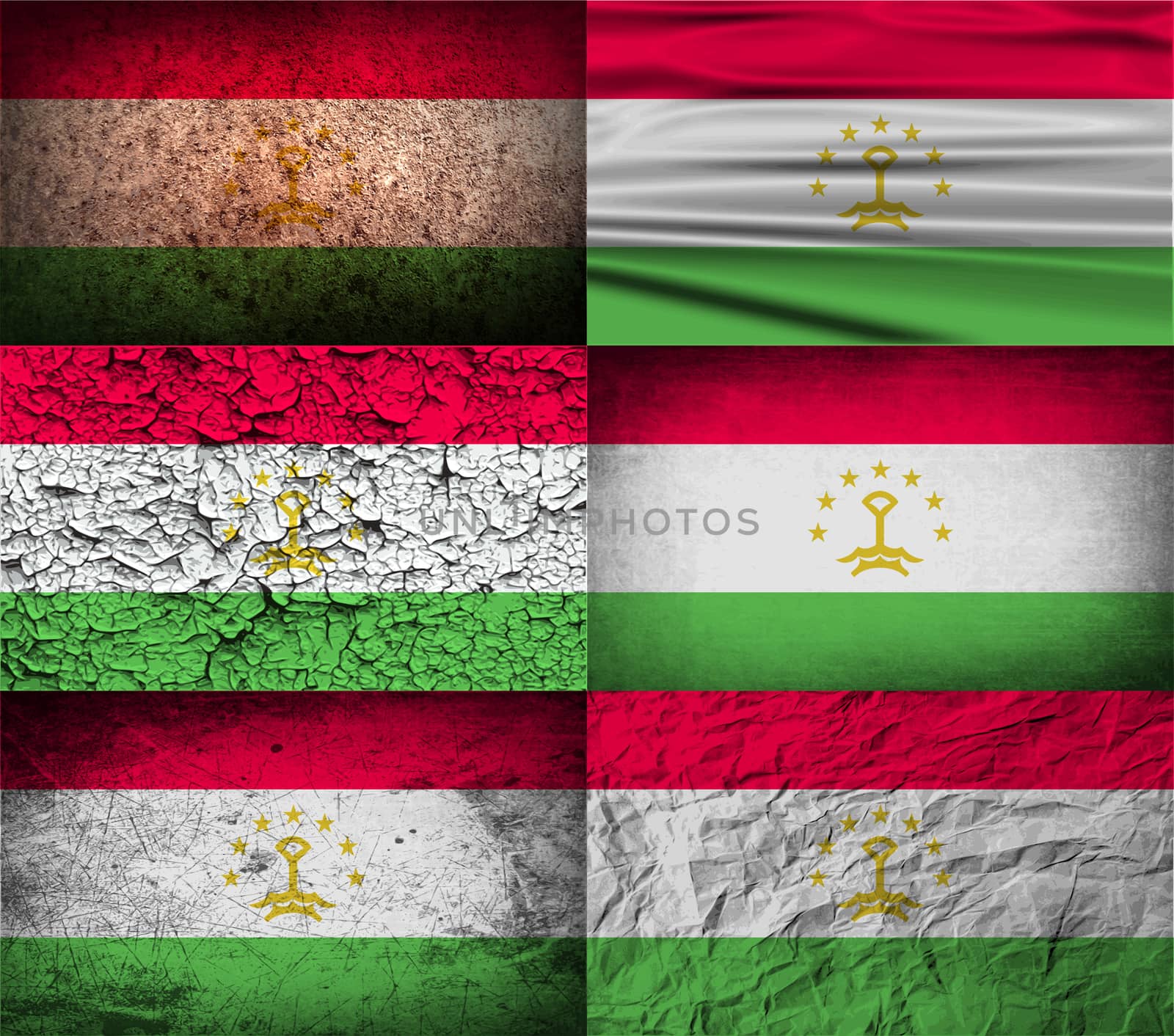 Flag of Tajikistan with old texture.  illustration