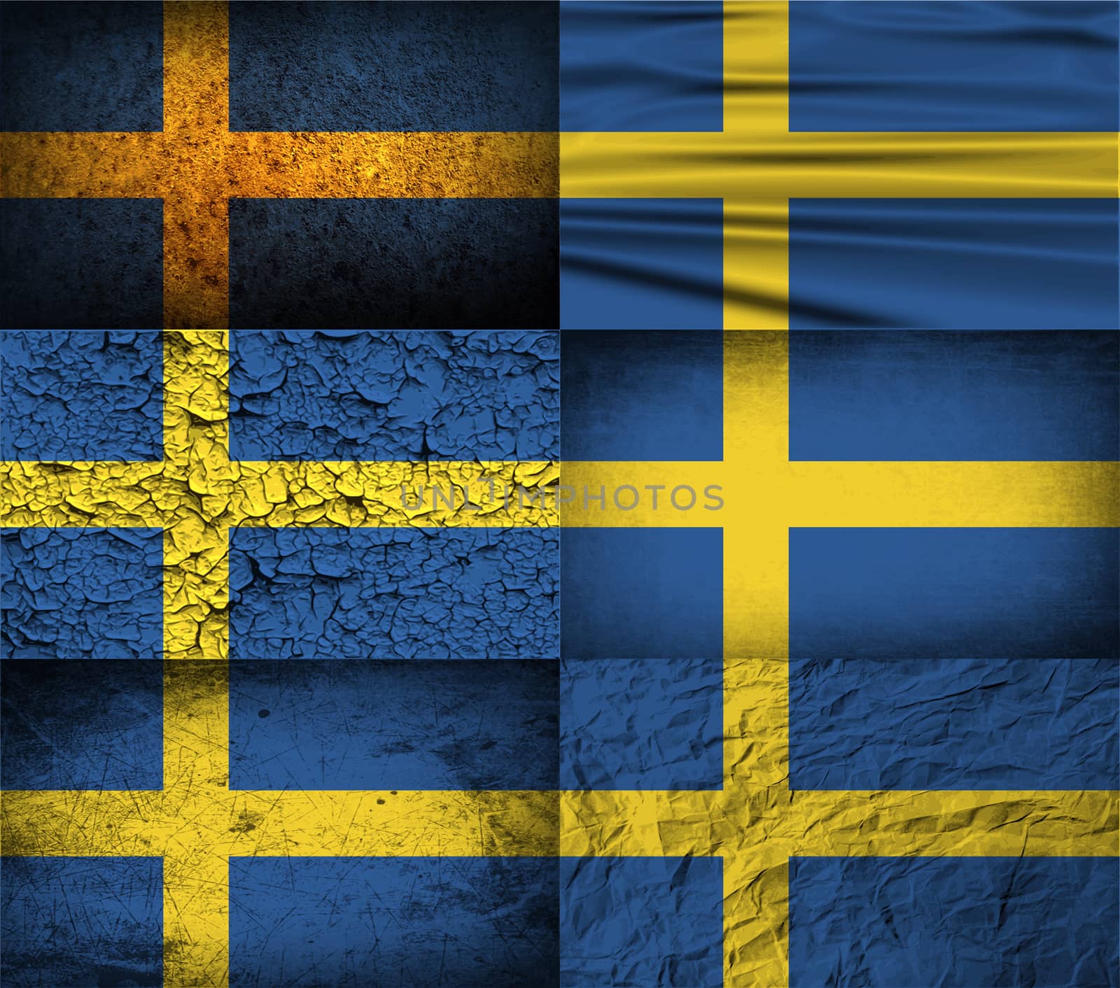 Flag of Sweden with old texture.  illustration