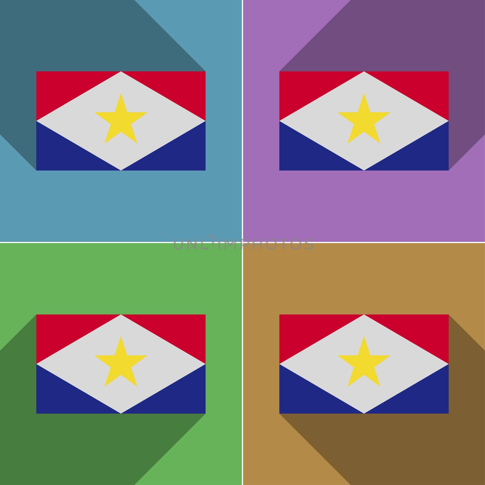 Flags Saba. Set of colors flat design and long shadows.  by serhii_lohvyniuk