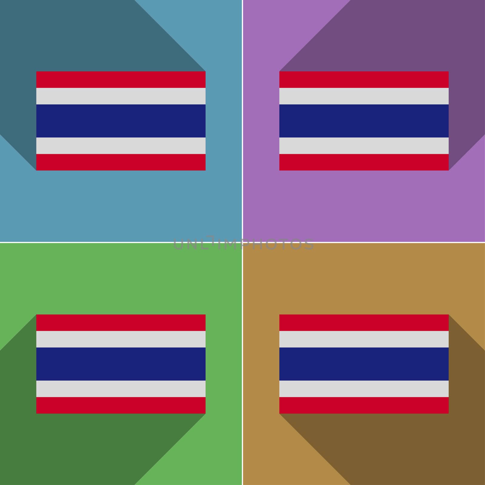 Flags Thailand. Set of colors flat design and long shadows.  by serhii_lohvyniuk