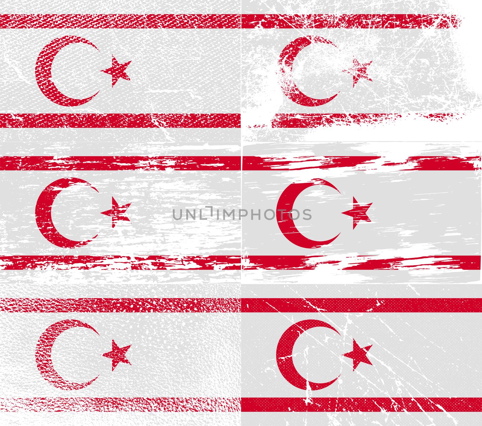 Flag of Turkish Northern Cyprus with old texture.  illustration