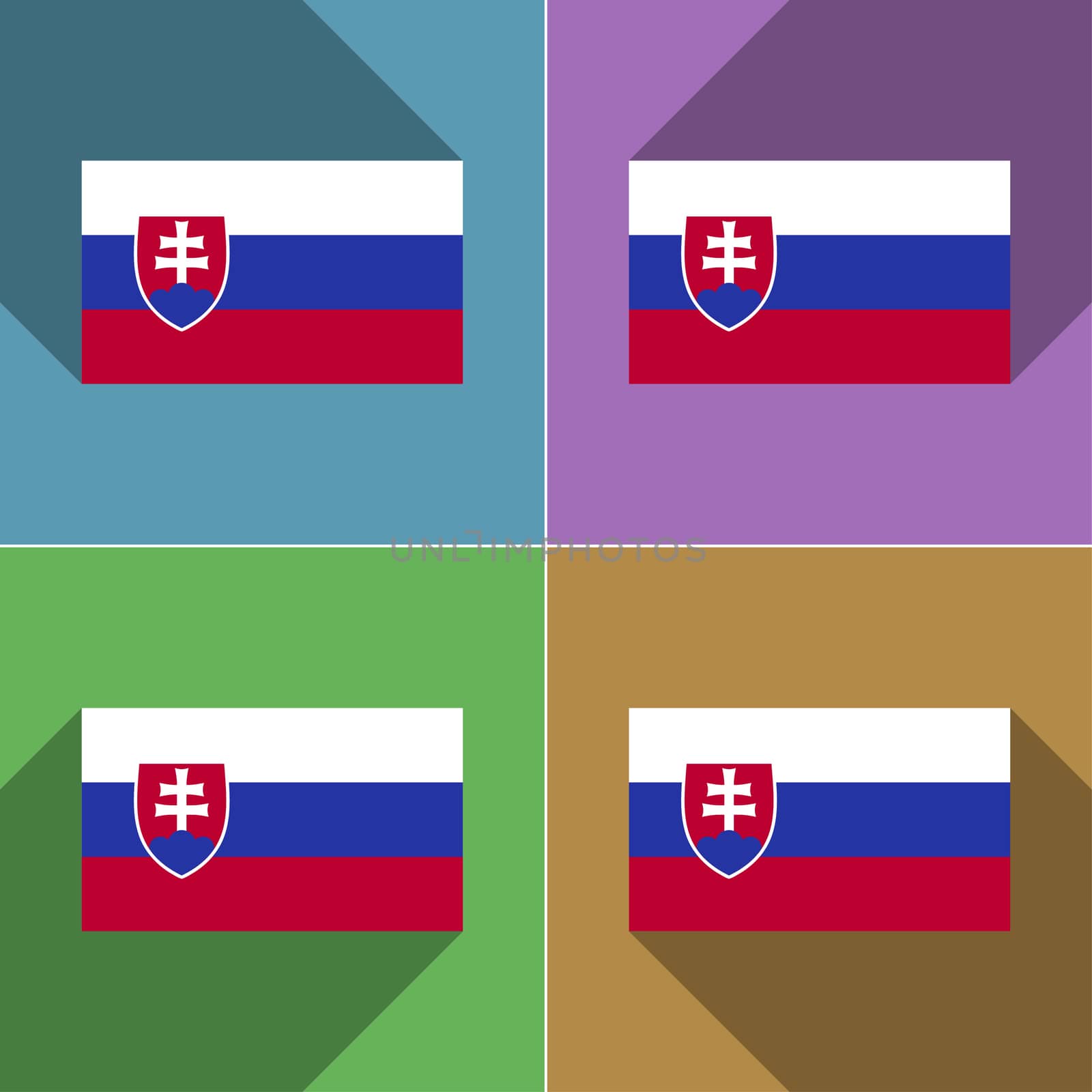 Flags Slovakia. Set of colors flat design and long shadows.  by serhii_lohvyniuk