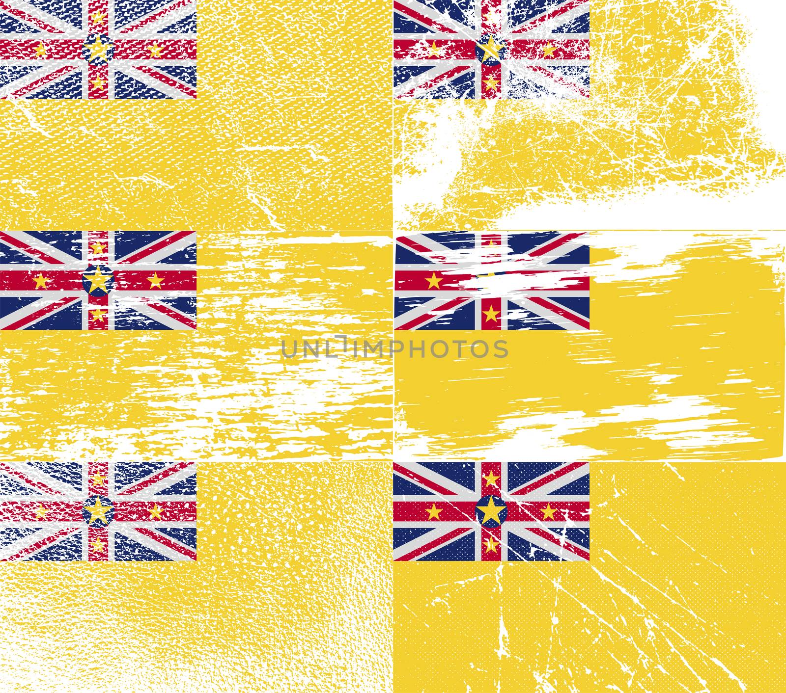Flag of Niue with old texture.  illustration