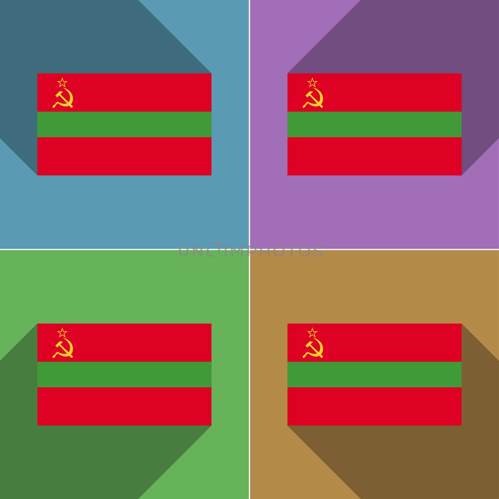 Flags Transnistria. Set of colors flat design and long shadows.  by serhii_lohvyniuk