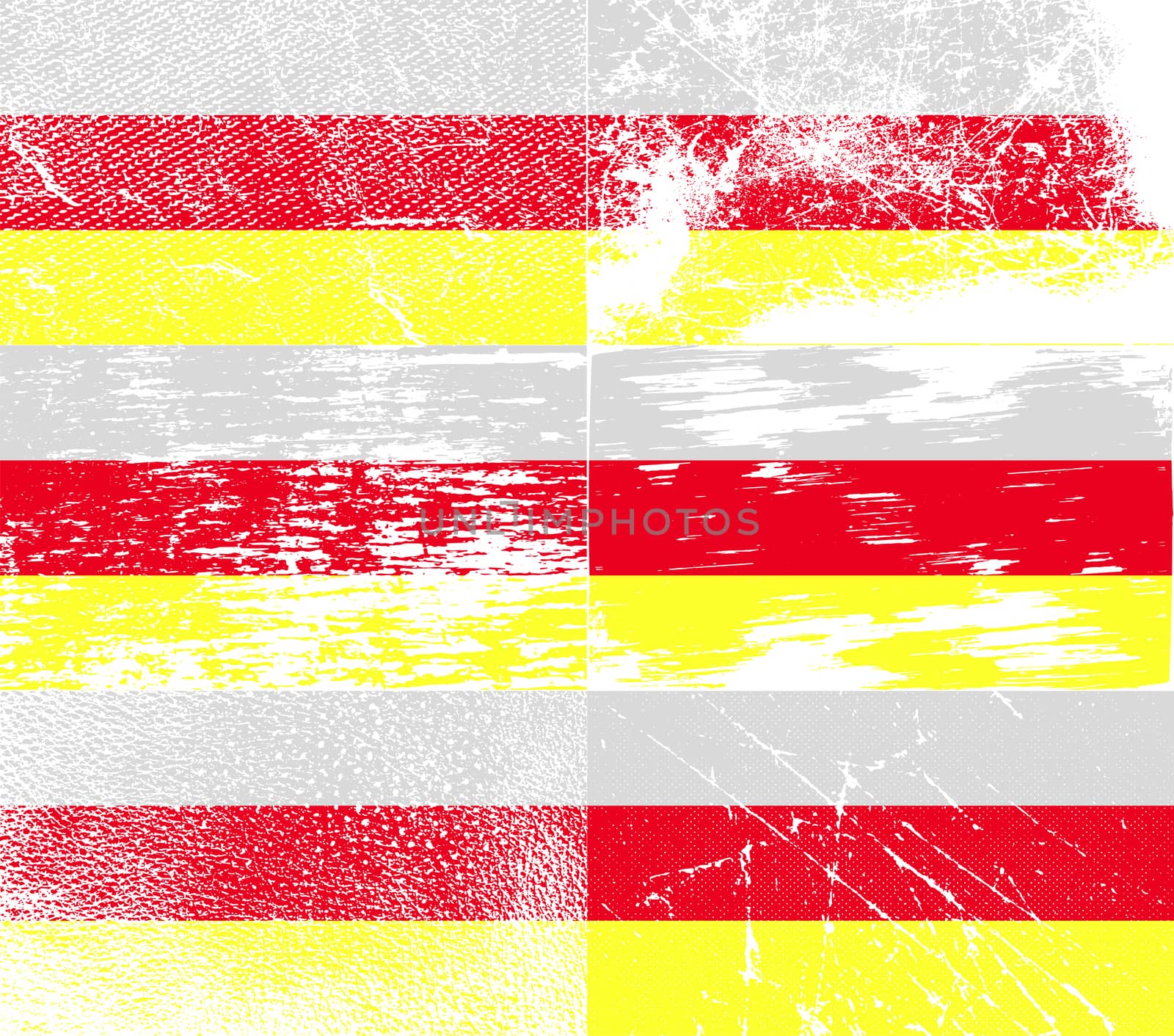 Flag of North Ossetia with old texture.  illustration