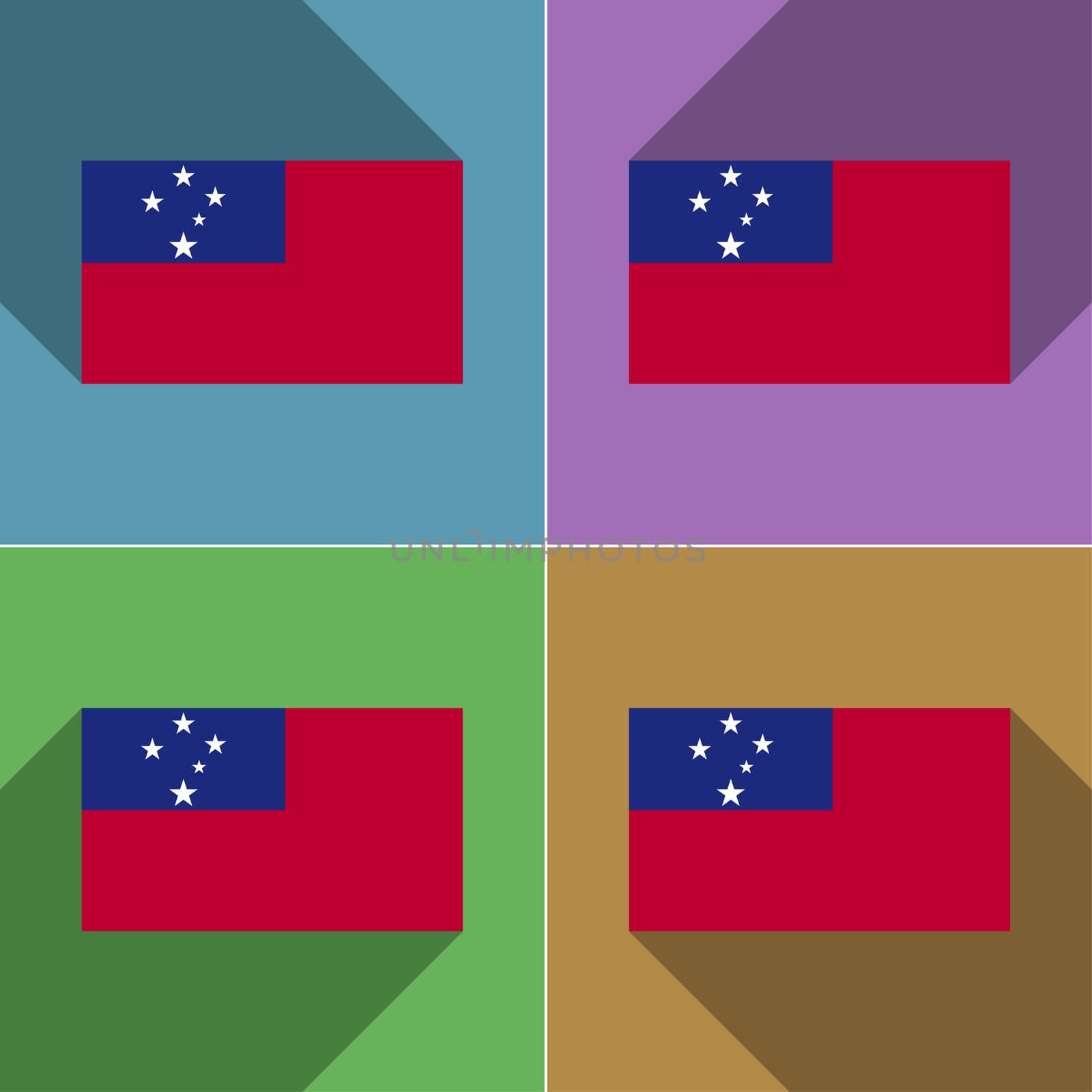 Flags Samoa. Set of colors flat design and long shadows.  by serhii_lohvyniuk