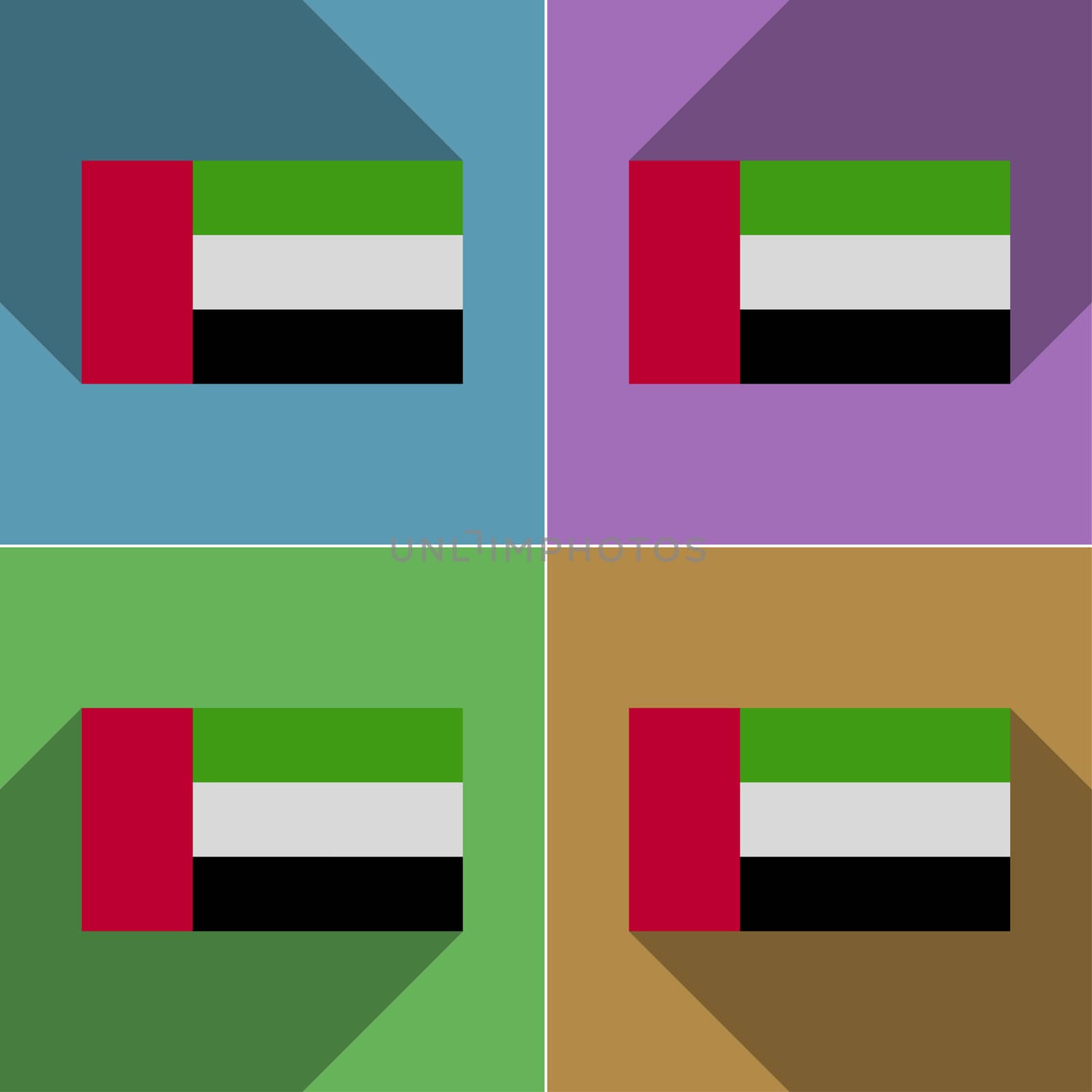 Flags United Arab Emirates. Set of colors flat design and long shadows.  by serhii_lohvyniuk